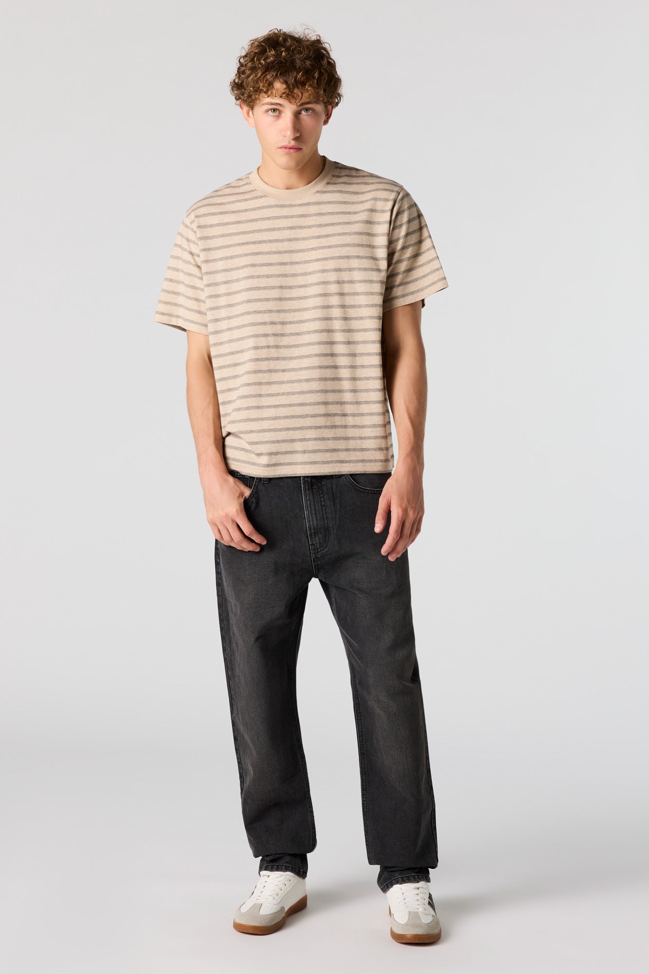 Premium Heavyweight Cotton Jacquard Striped T-Shirt