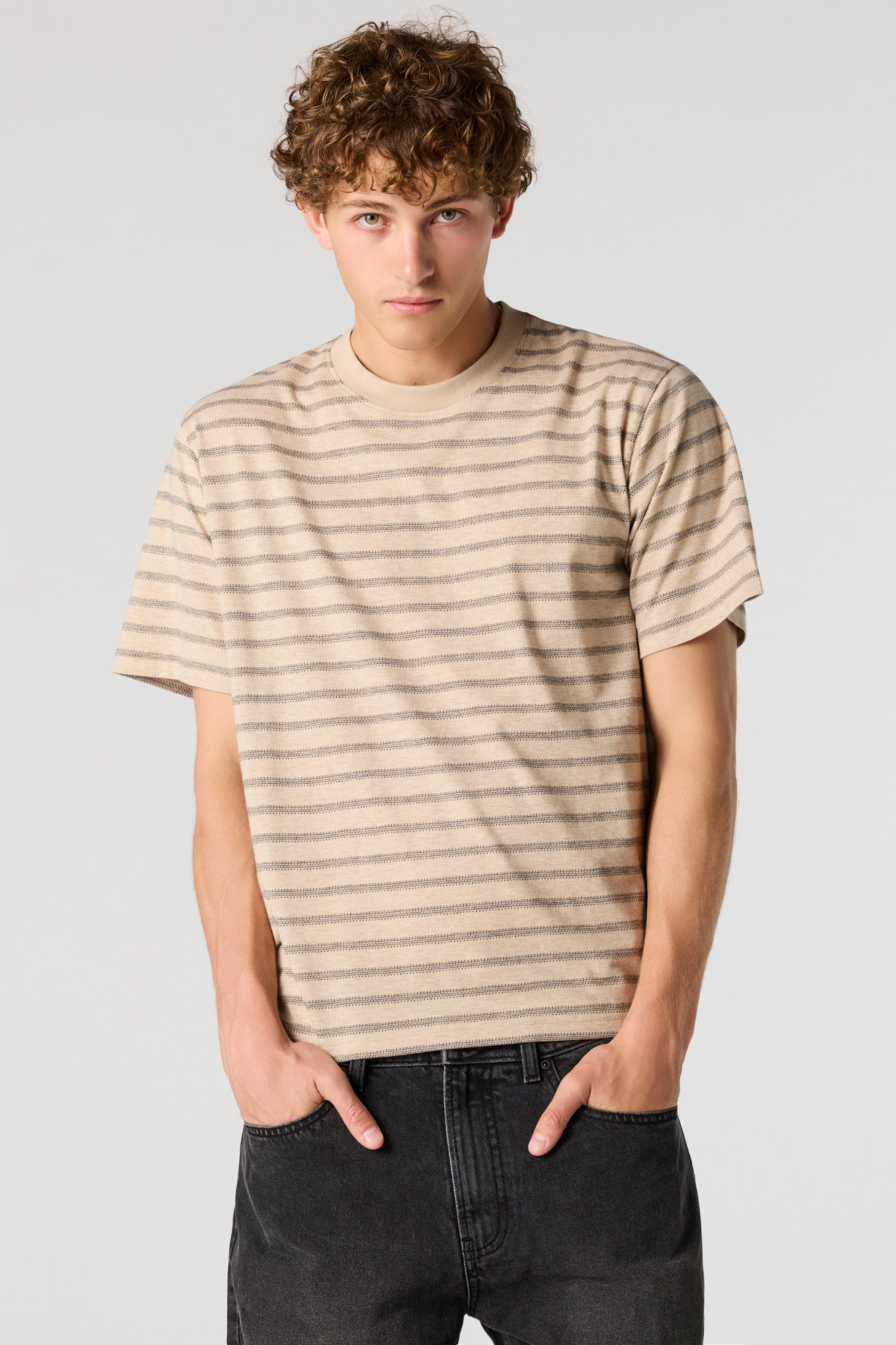 Premium Heavyweight Cotton Jacquard Striped T-Shirt