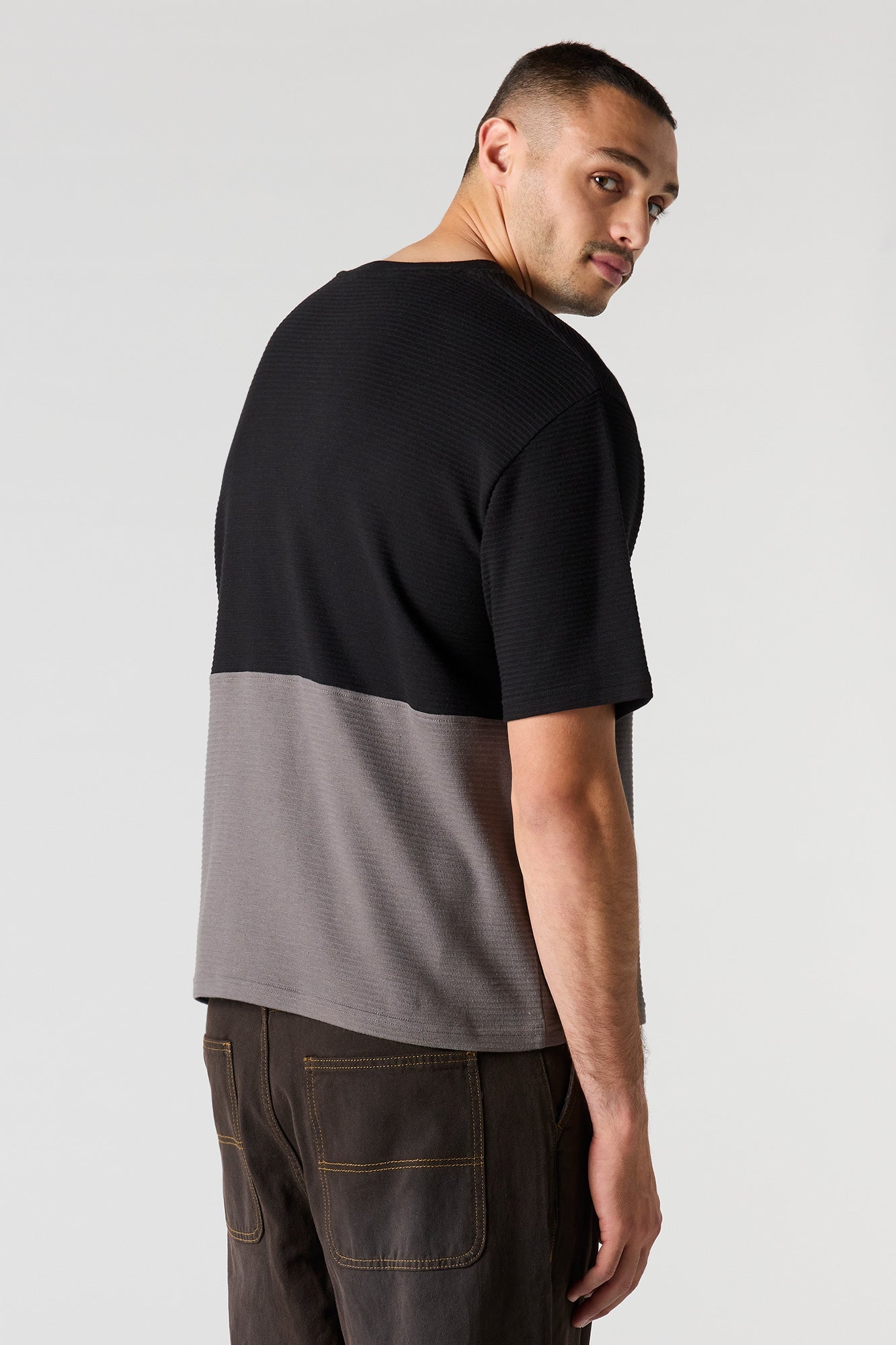 Premium Heavyweight Cotton Ribbed Colourblock T-Shirt