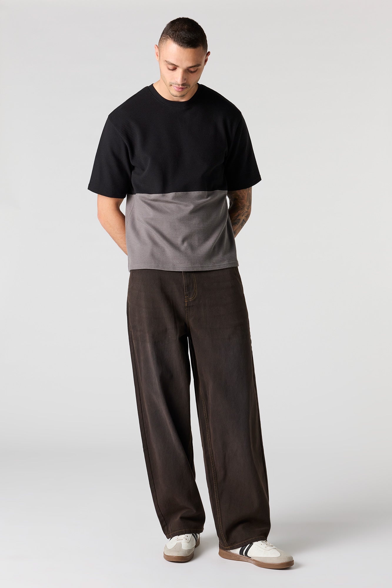 Premium Heavyweight Cotton Ribbed Colourblock T-Shirt