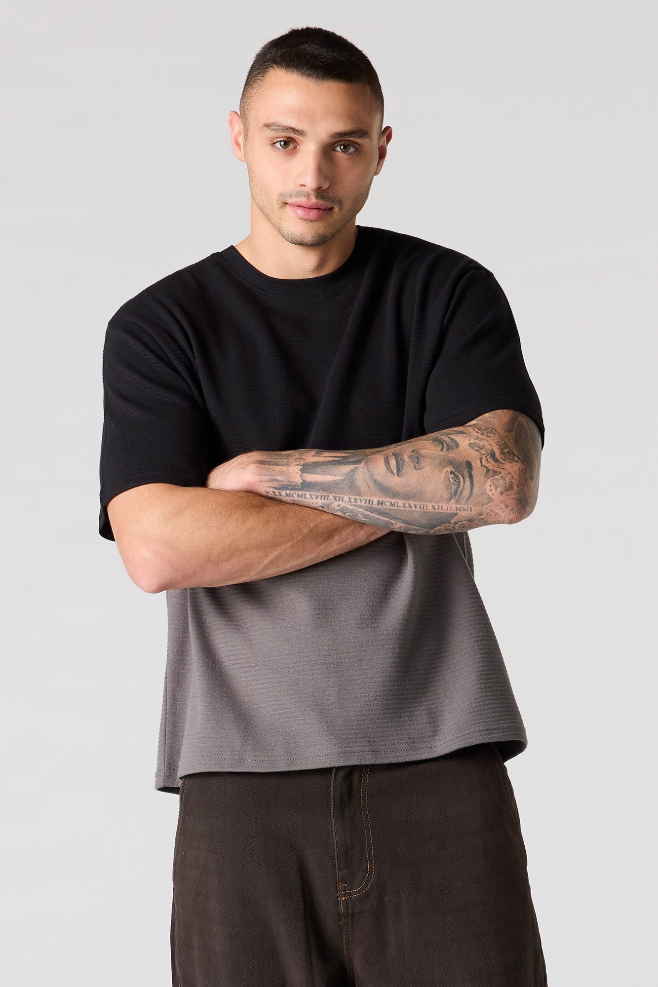 Premium Heavyweight Cotton Ribbed Colourblock T-Shirt