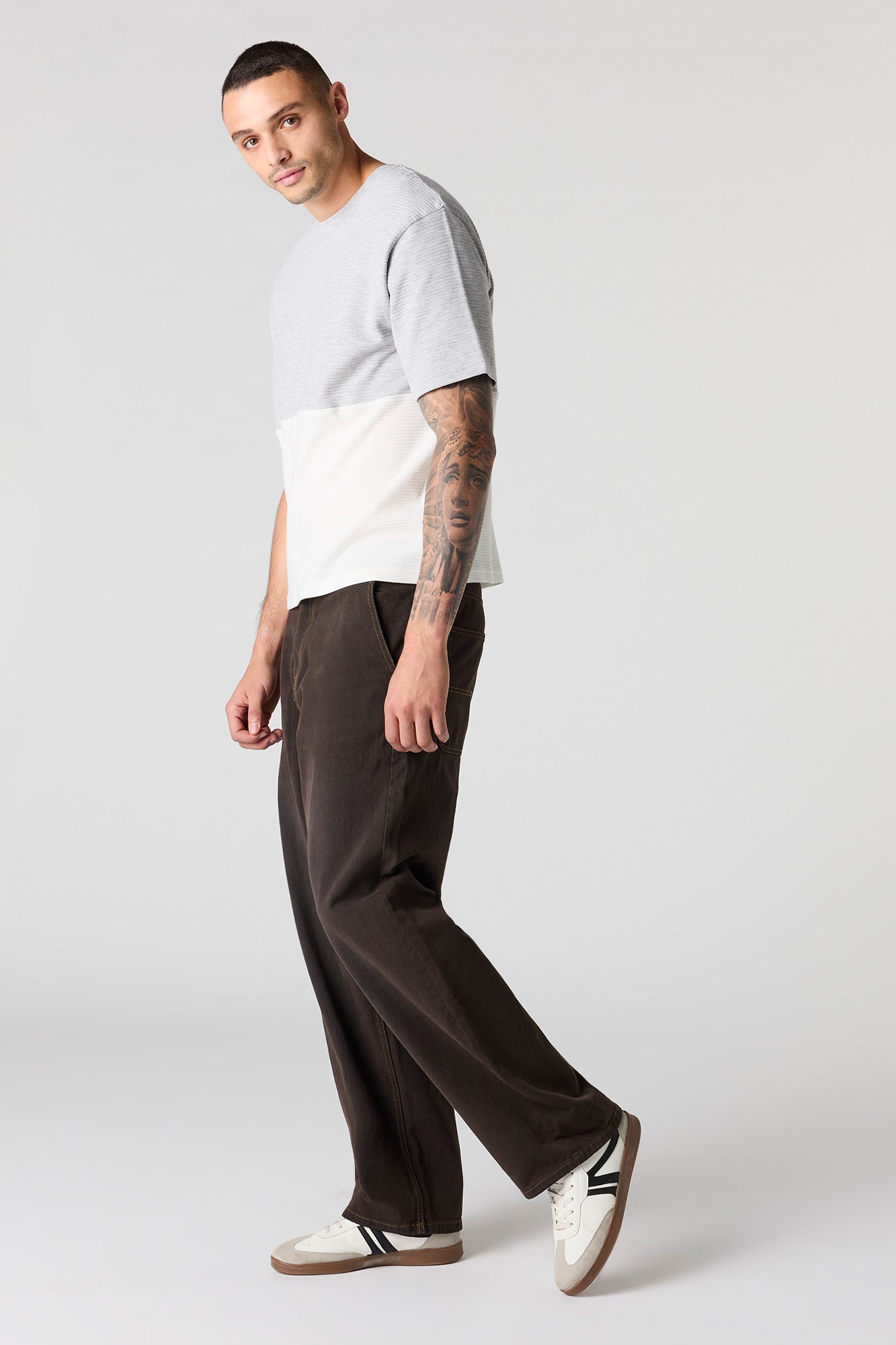 Premium Heavyweight Cotton Ribbed Colourblock T-Shirt