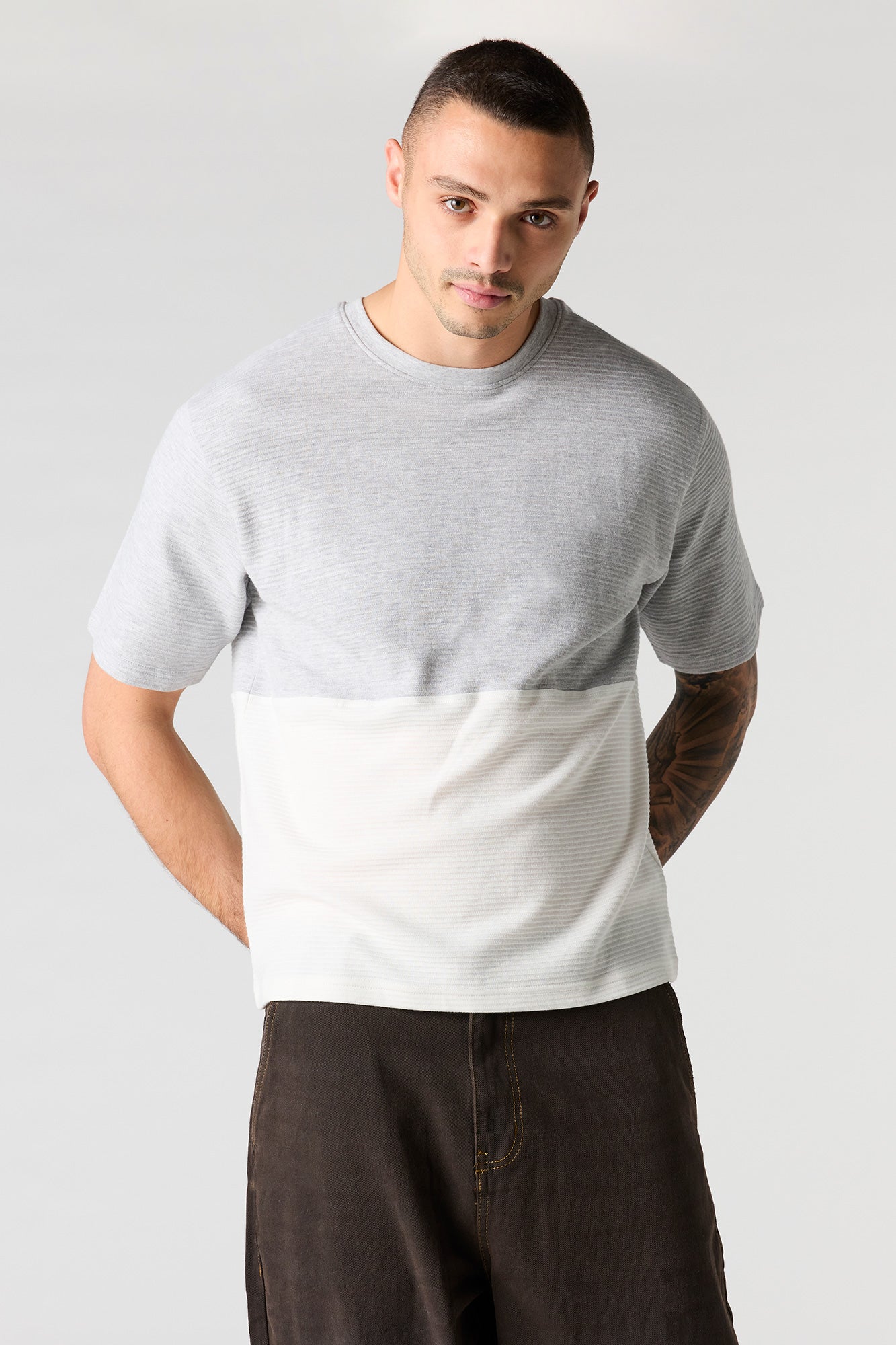 Premium Heavyweight Cotton Ribbed Colourblock T-Shirt