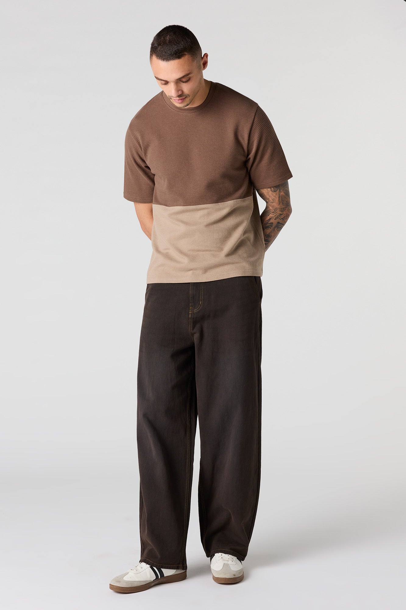 Premium Heavyweight Cotton Ribbed Colourblock T-Shirt