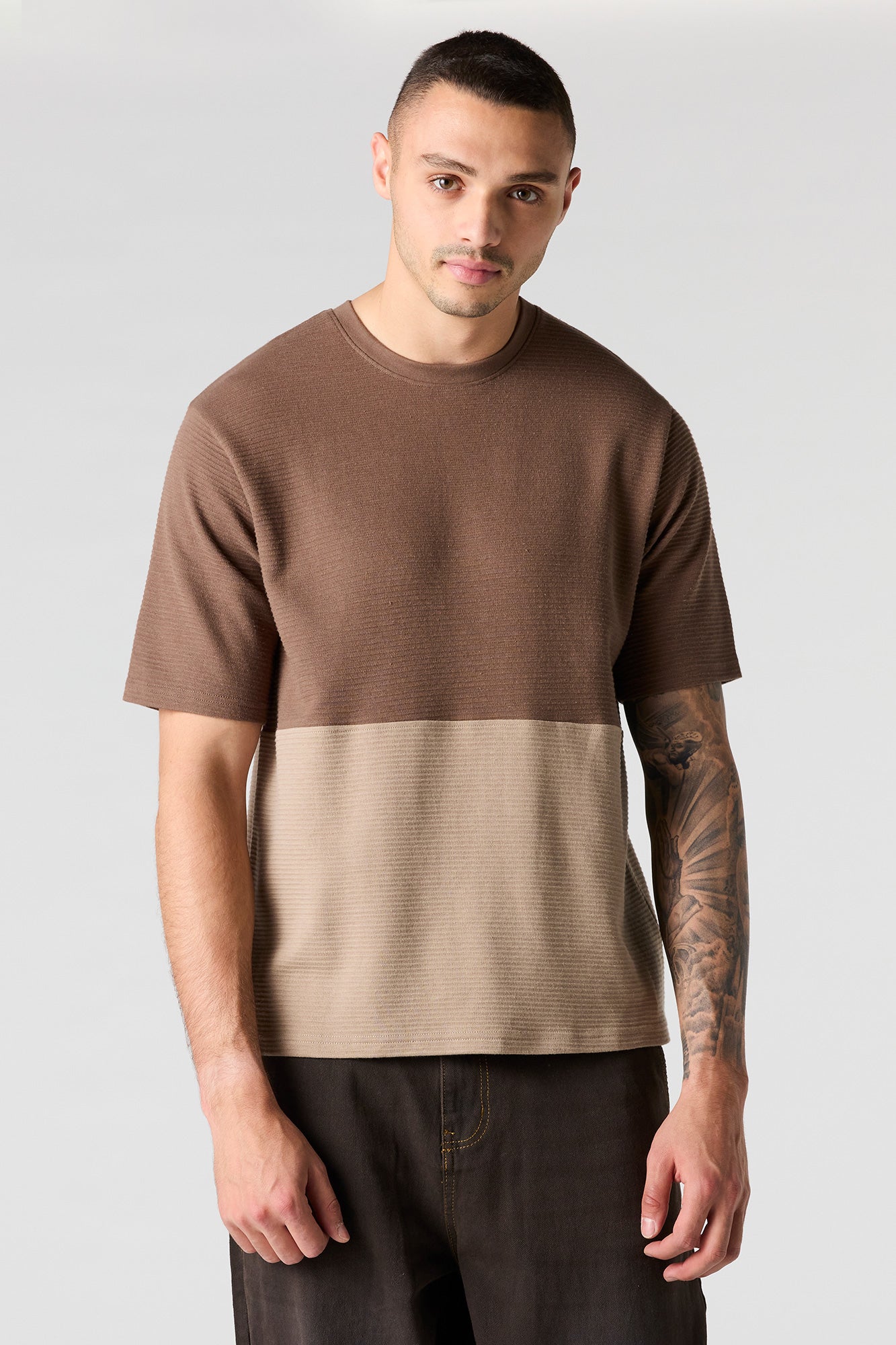 Premium Heavyweight Cotton Ribbed Colourblock T-Shirt