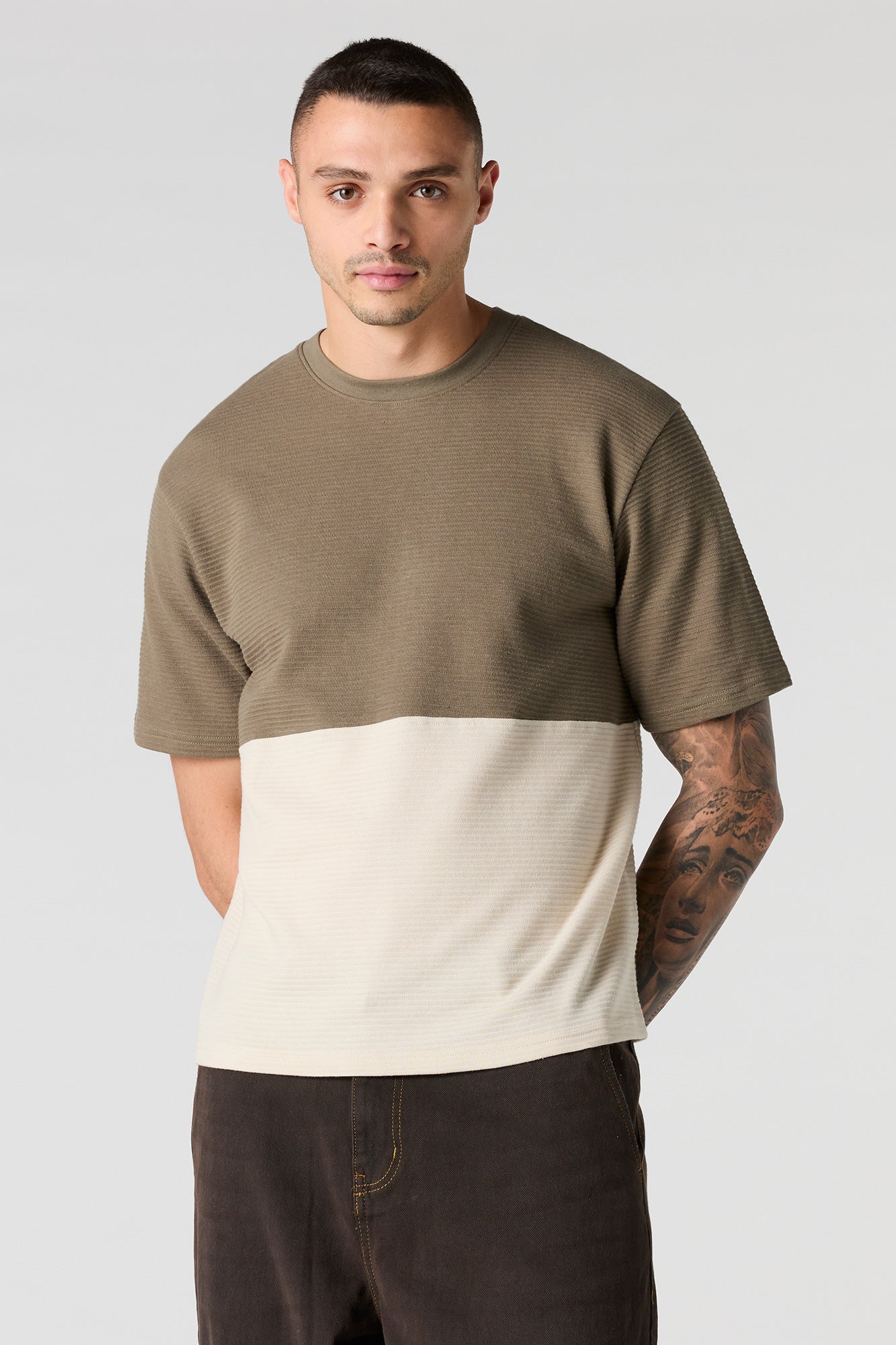 Premium Heavyweight Cotton Ribbed Colourblock T-Shirt