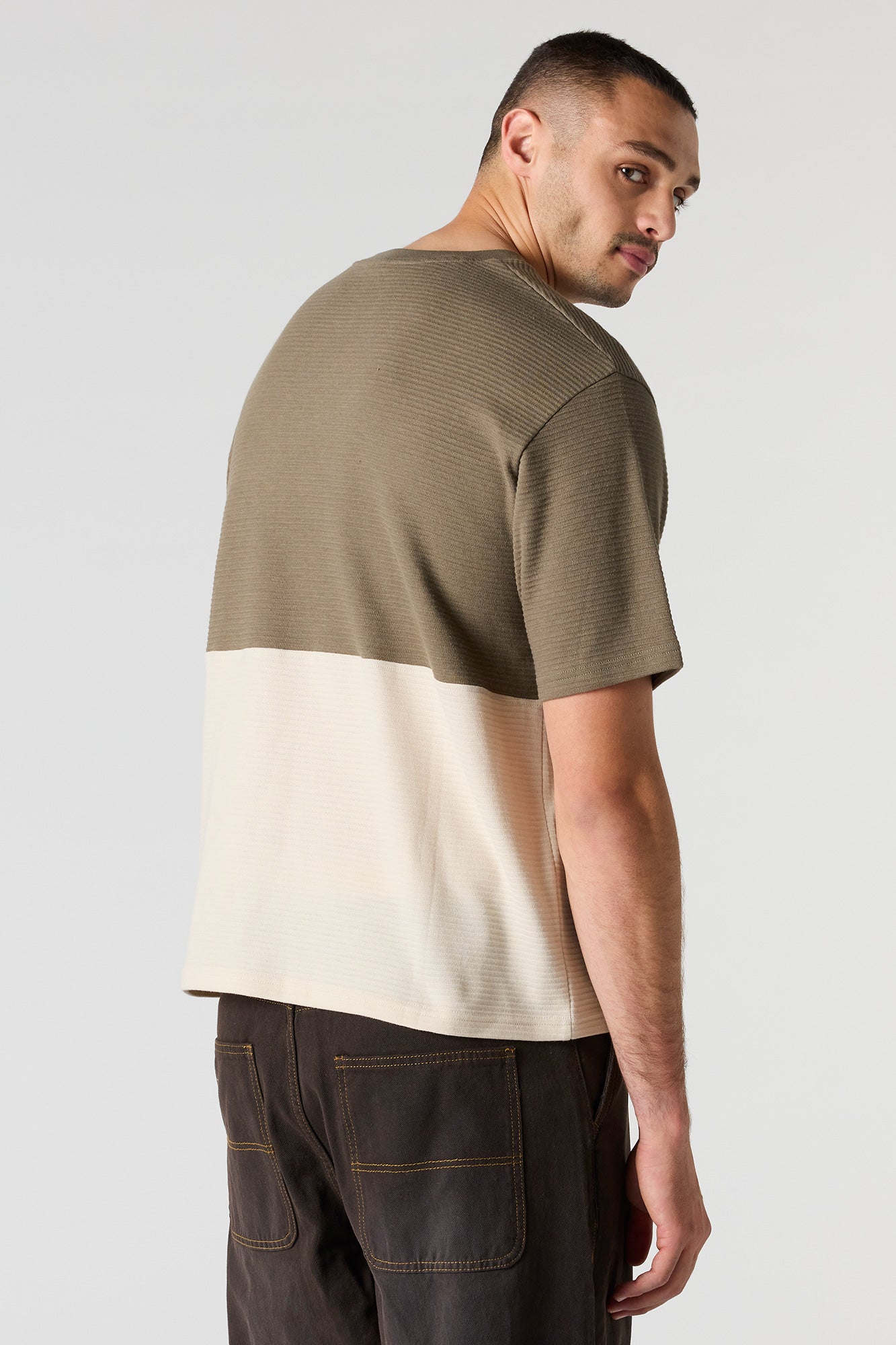 Premium Heavyweight Cotton Ribbed Colourblock T-Shirt