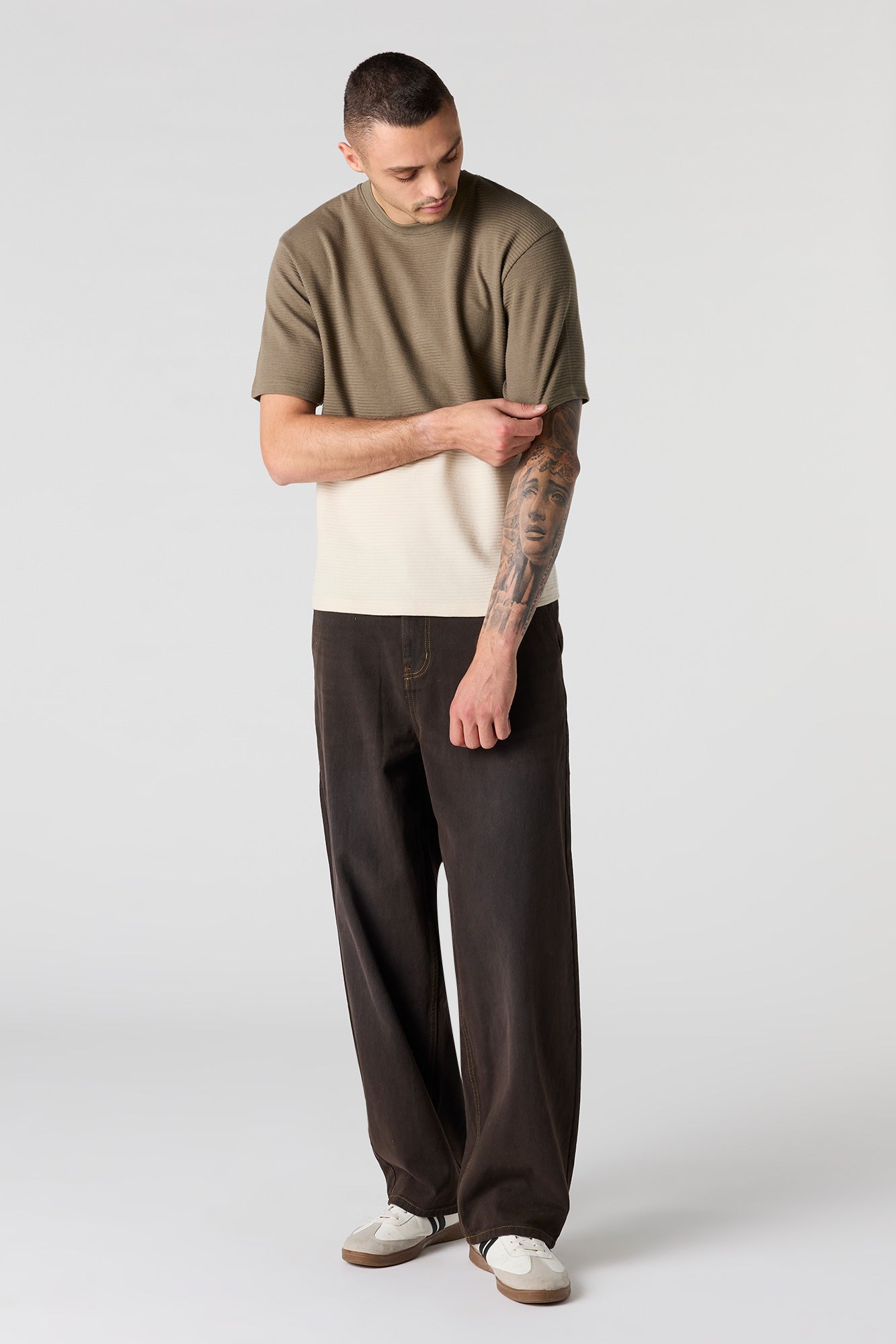 Premium Heavyweight Cotton Ribbed Colourblock T-Shirt