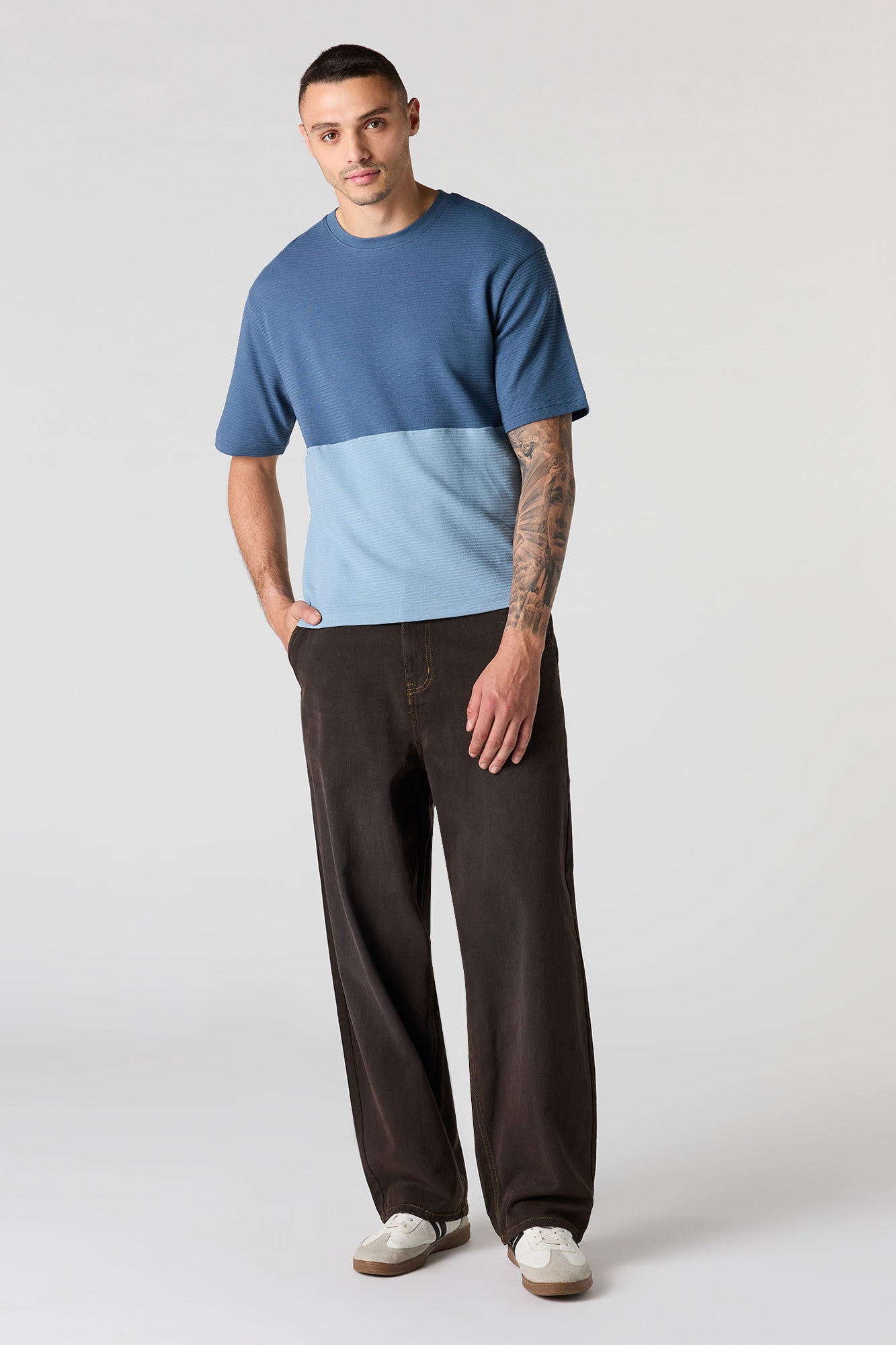 Premium Heavyweight Cotton Ribbed Colourblock T-Shirt