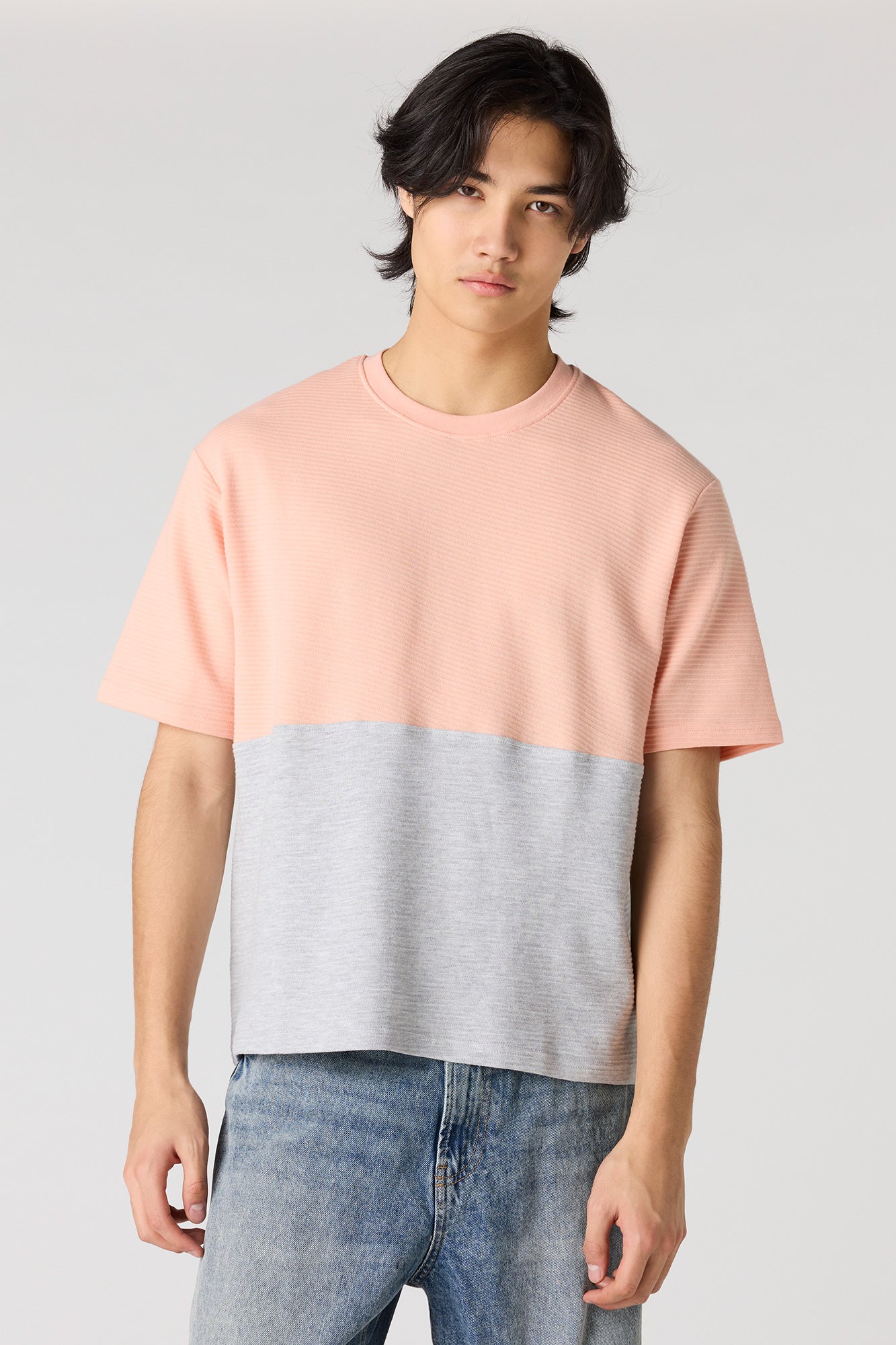 Premium Heavyweight Cotton Ribbed Colourblock T-Shirt