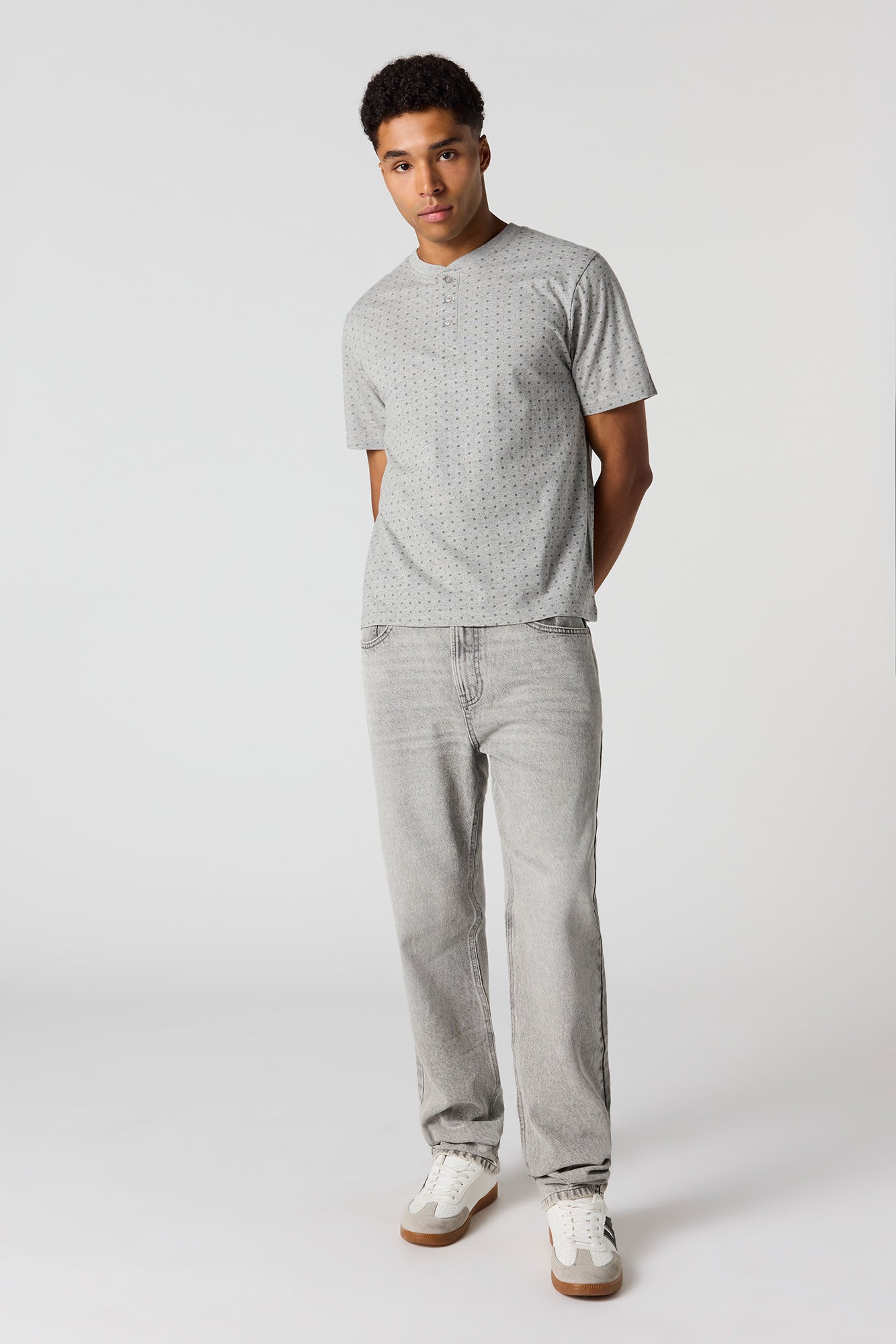 Premium Heavyweight Cotton Printed Henley T-Shirt
