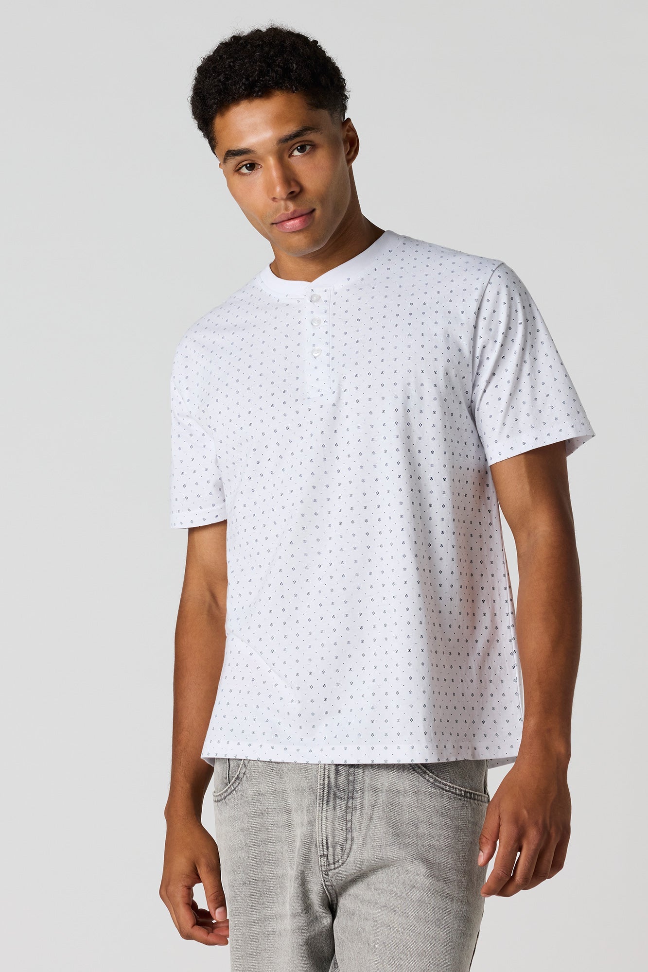 Premium Heavyweight Cotton Printed Henley T-Shirt