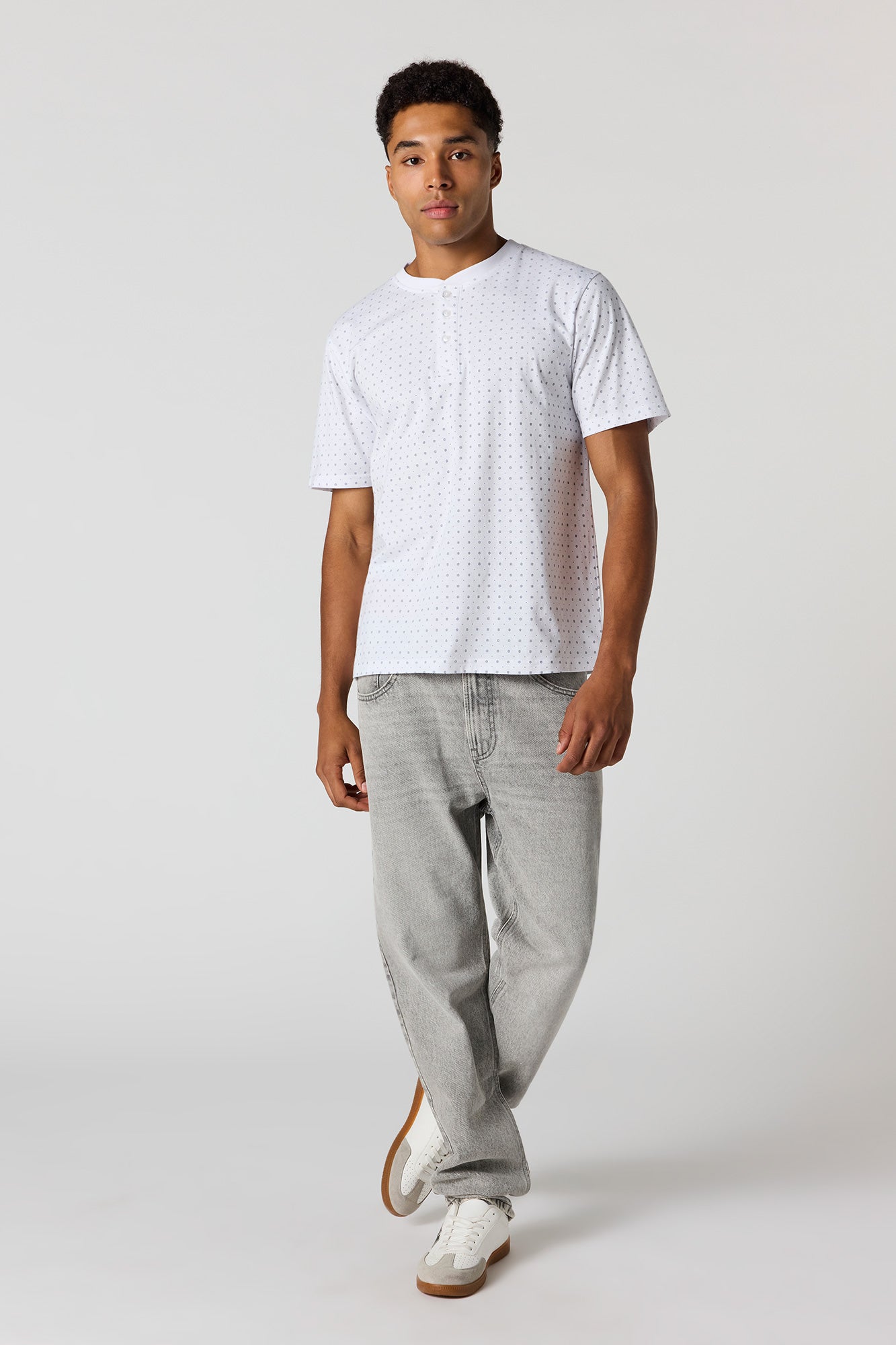 Premium Heavyweight Cotton Printed Henley T-Shirt