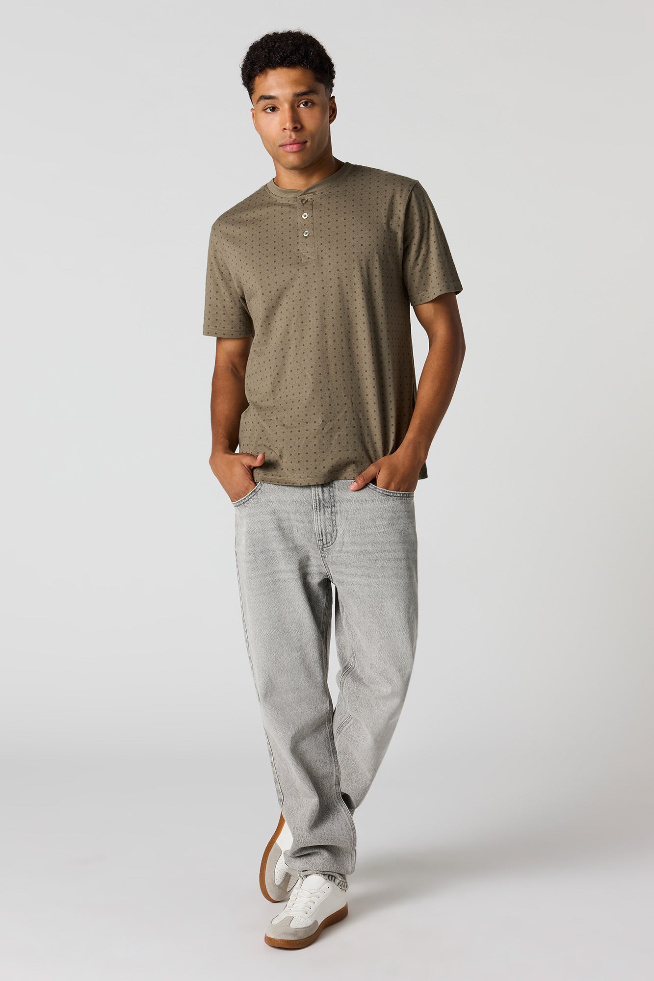 Premium Heavyweight Cotton Printed Henley T-Shirt