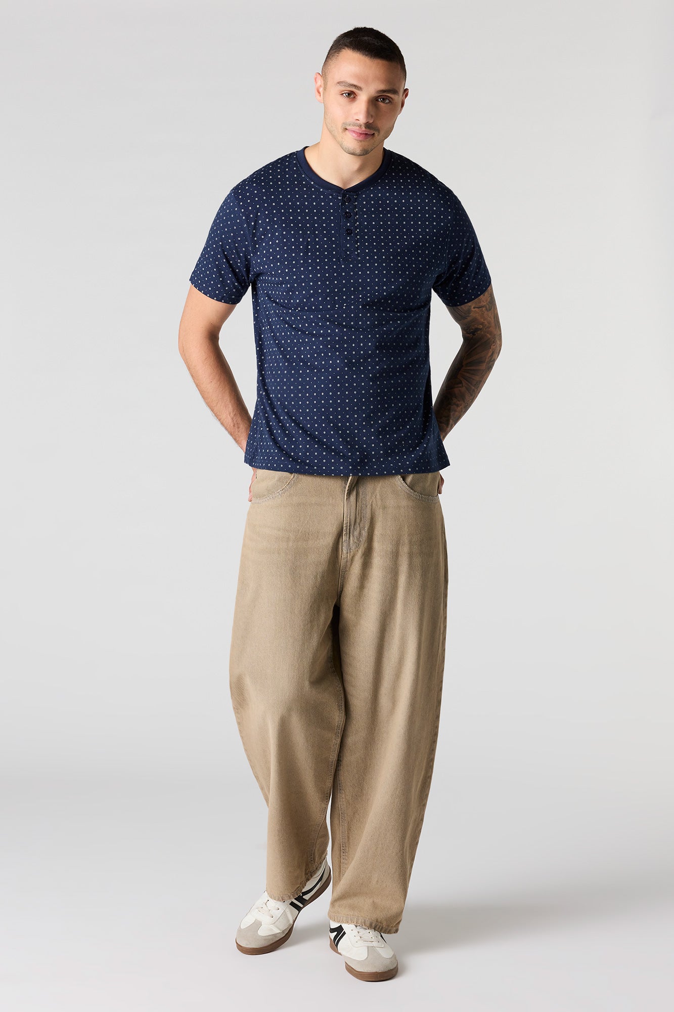 Premium Heavyweight Cotton Printed Henley T-Shirt