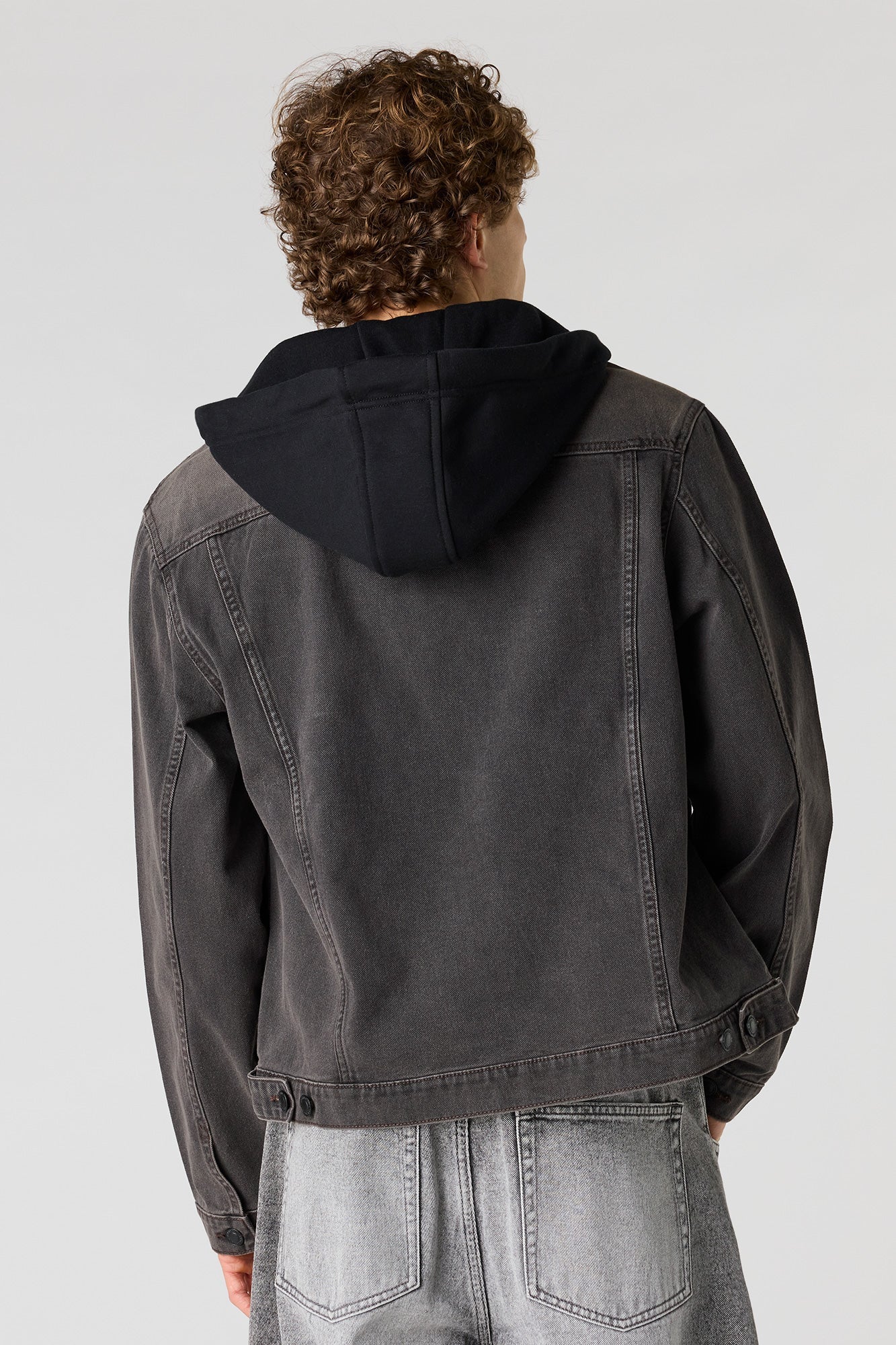 Denim Jacket with Fleece Hood
