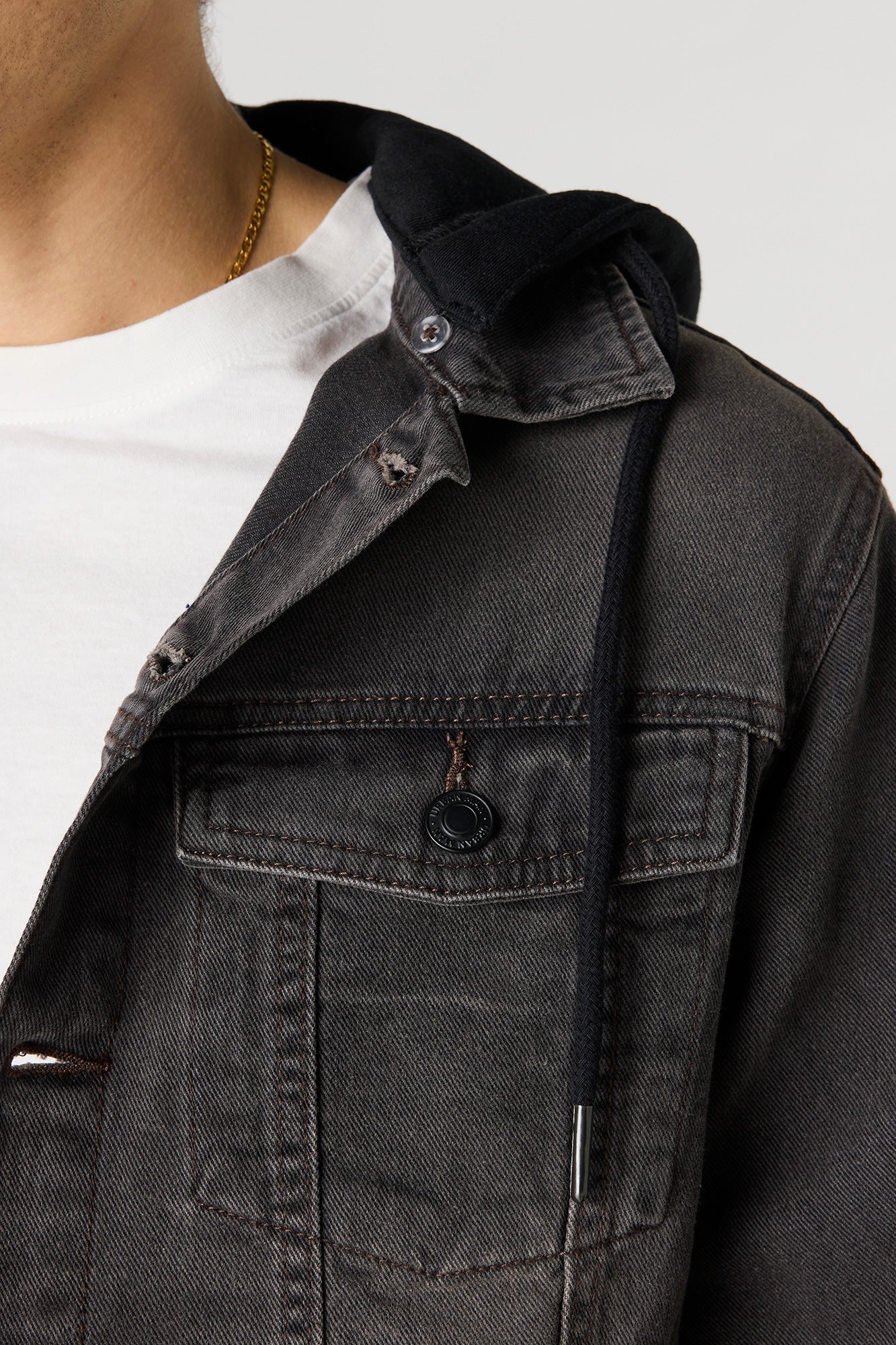 Denim Jacket with Fleece Hood