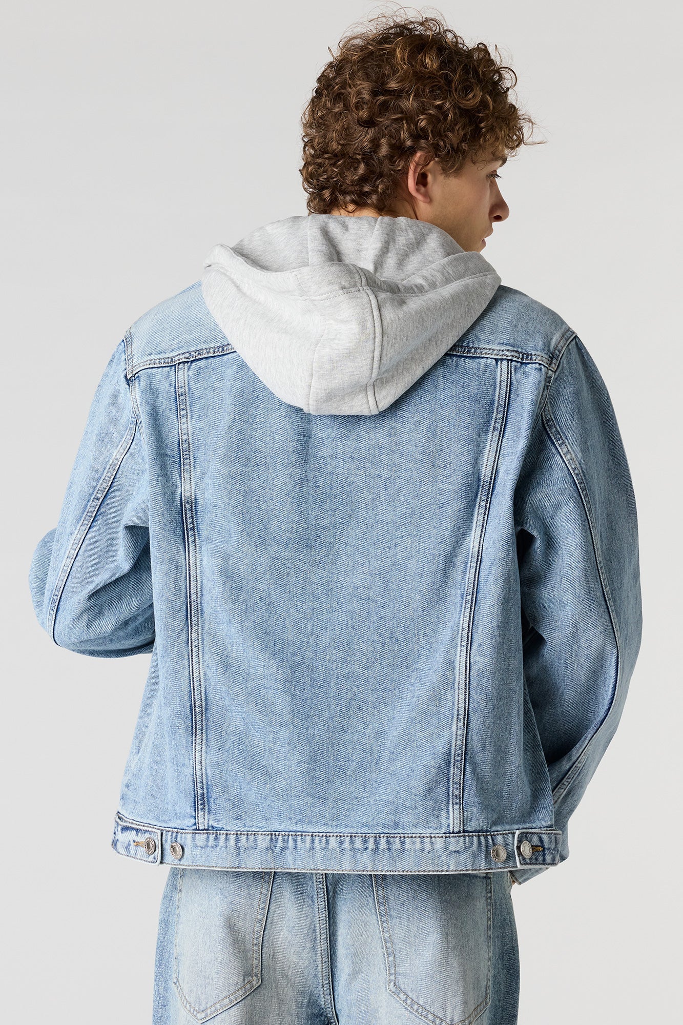 Denim Jacket with Fleece Hood