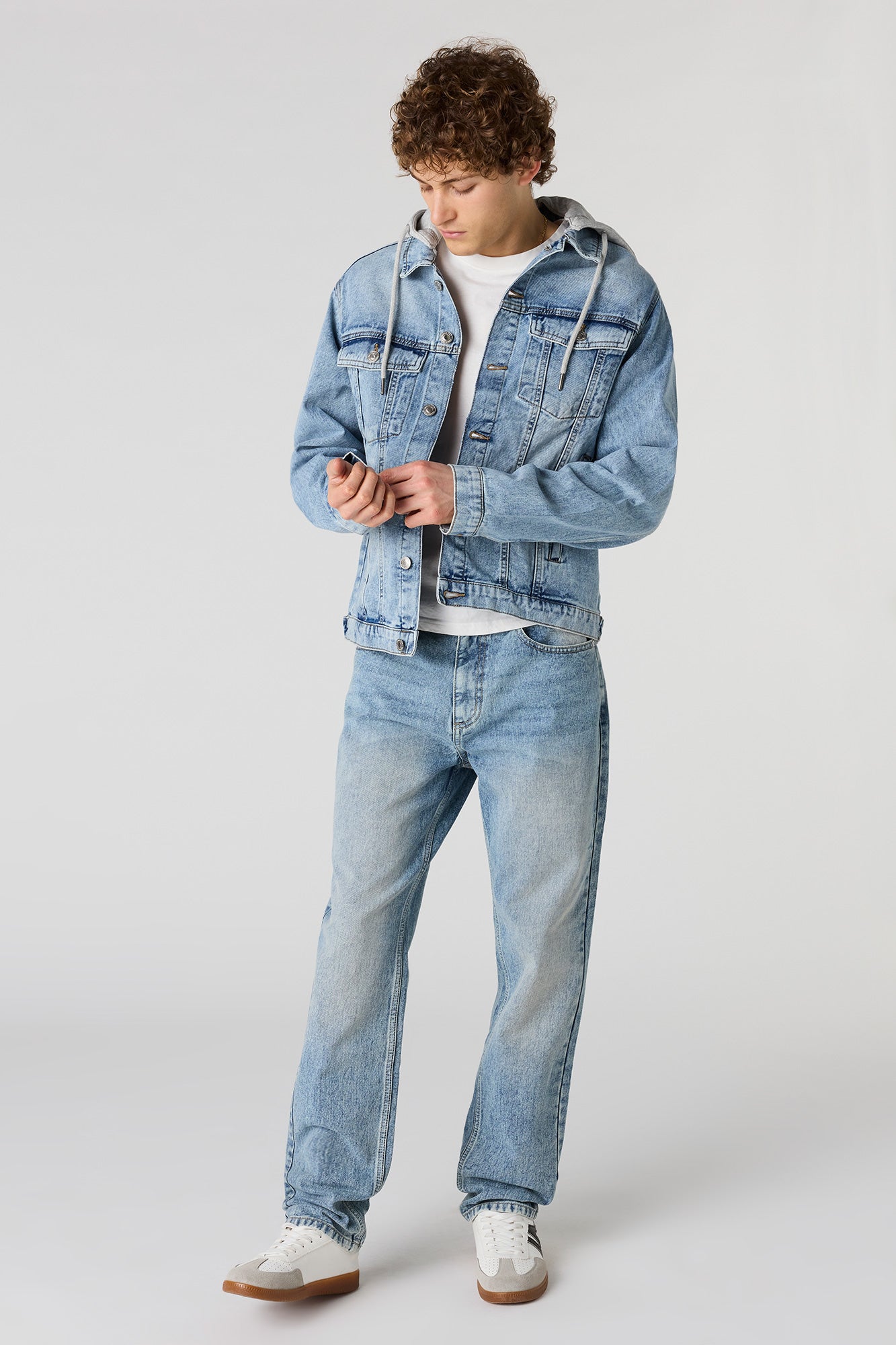 Denim Jacket with Fleece Hood