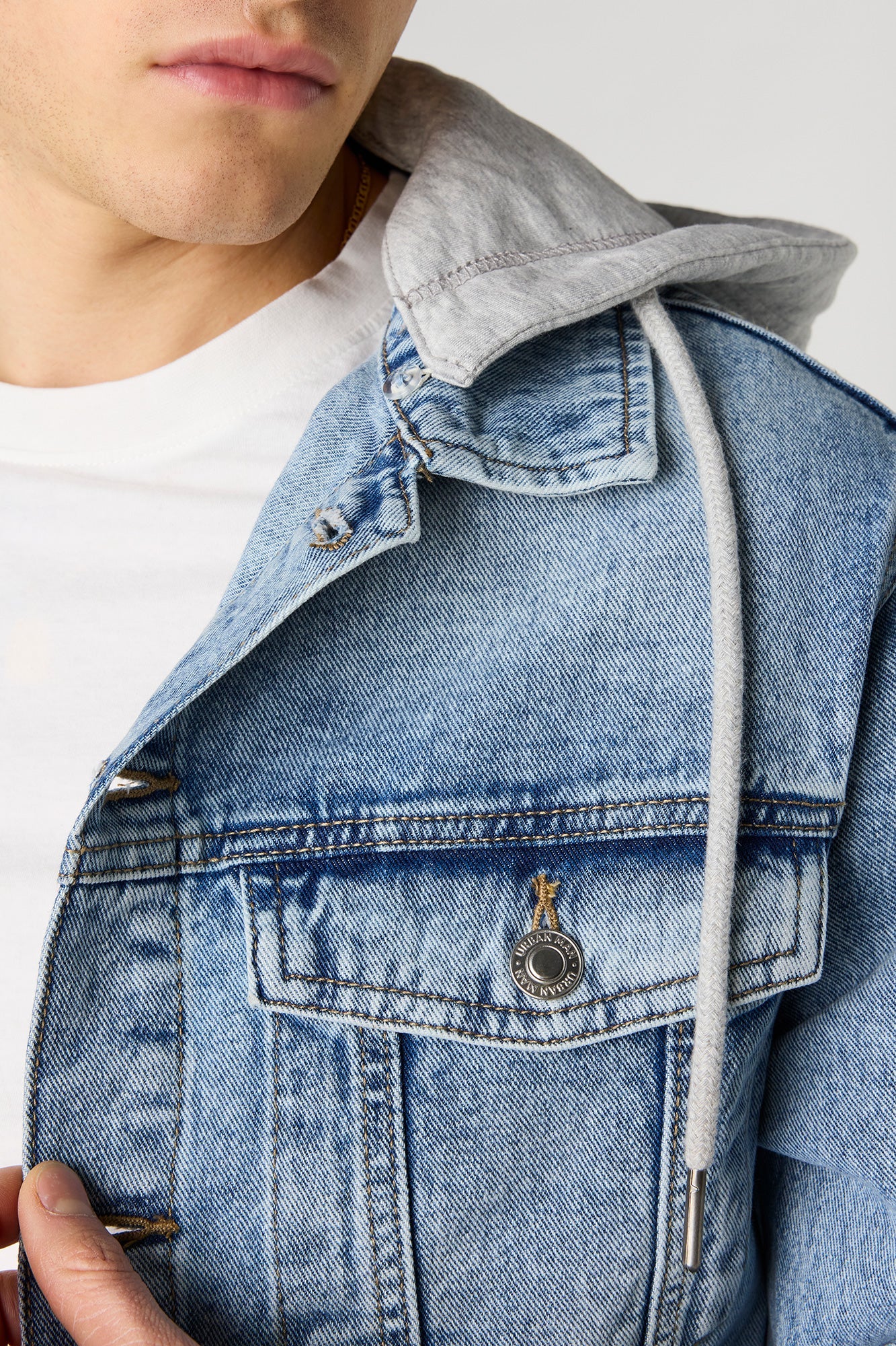 Denim Jacket with Fleece Hood