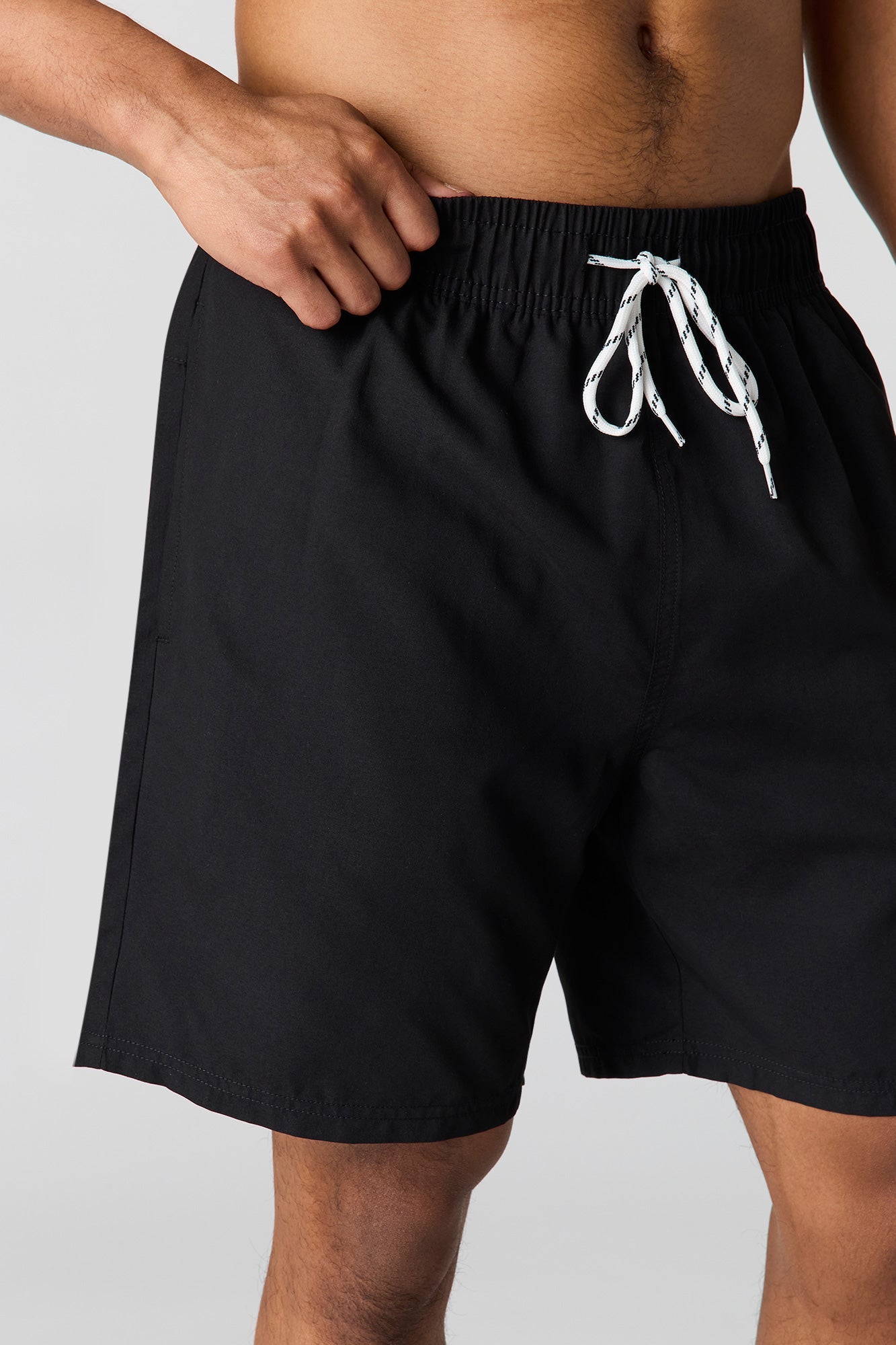 Solid Drawstring Swim Short