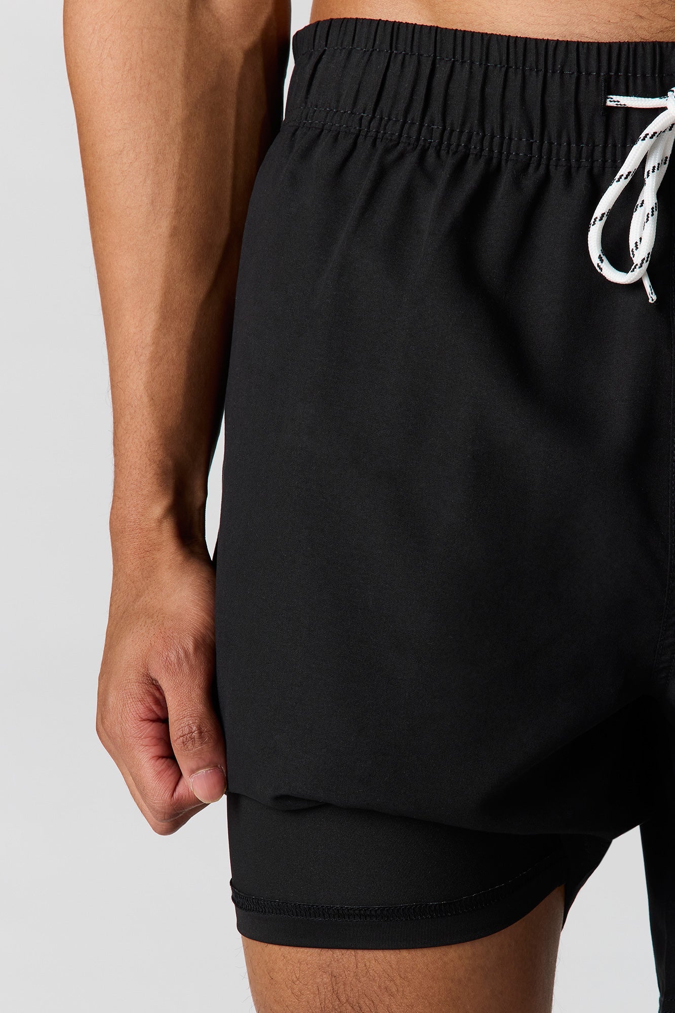 Solid Drawstring Swim Short
