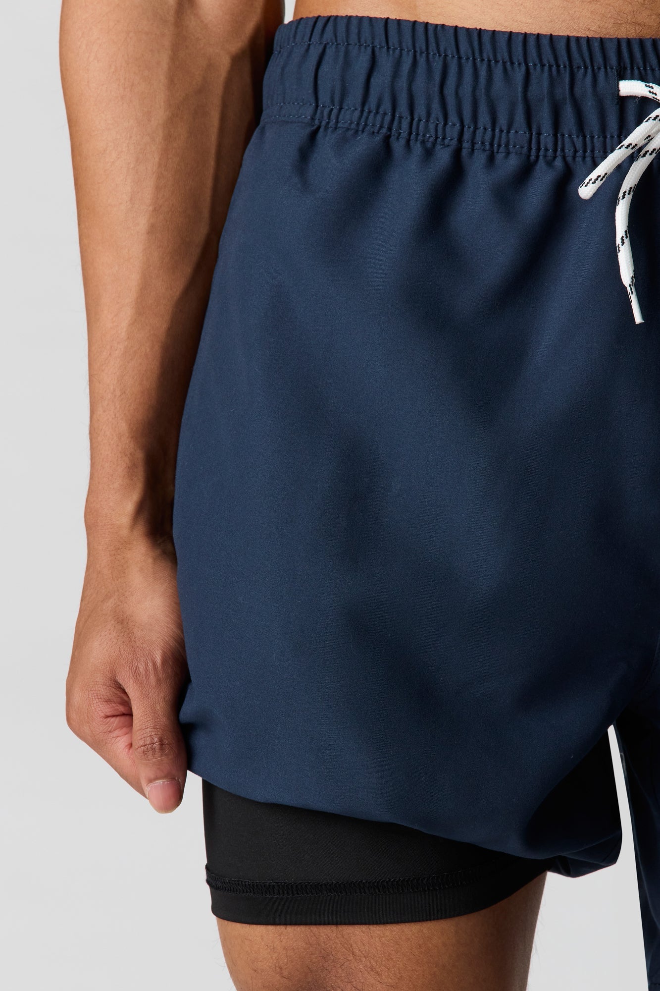 Solid Drawstring Swim Short