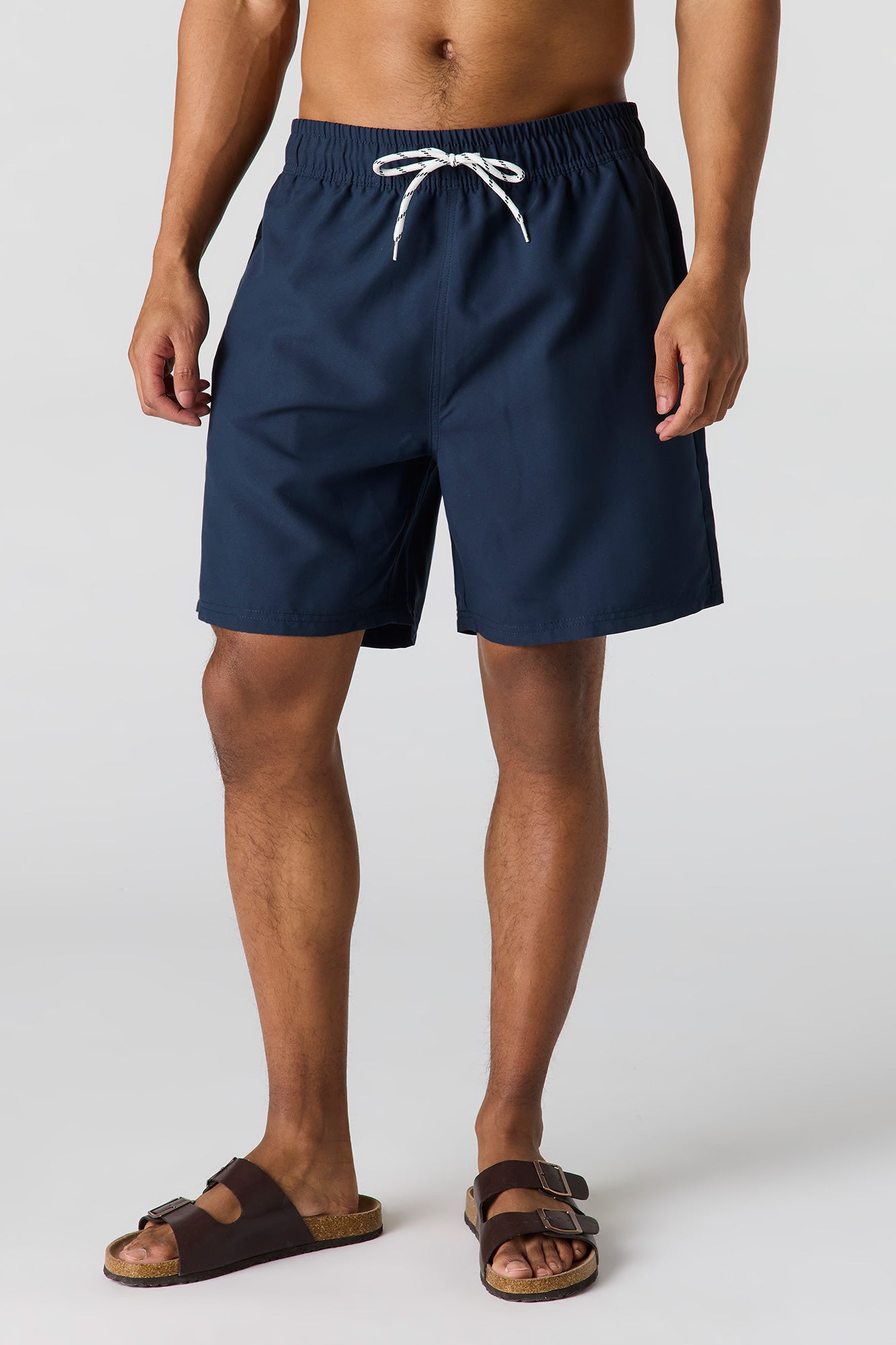 Solid Drawstring Swim Short