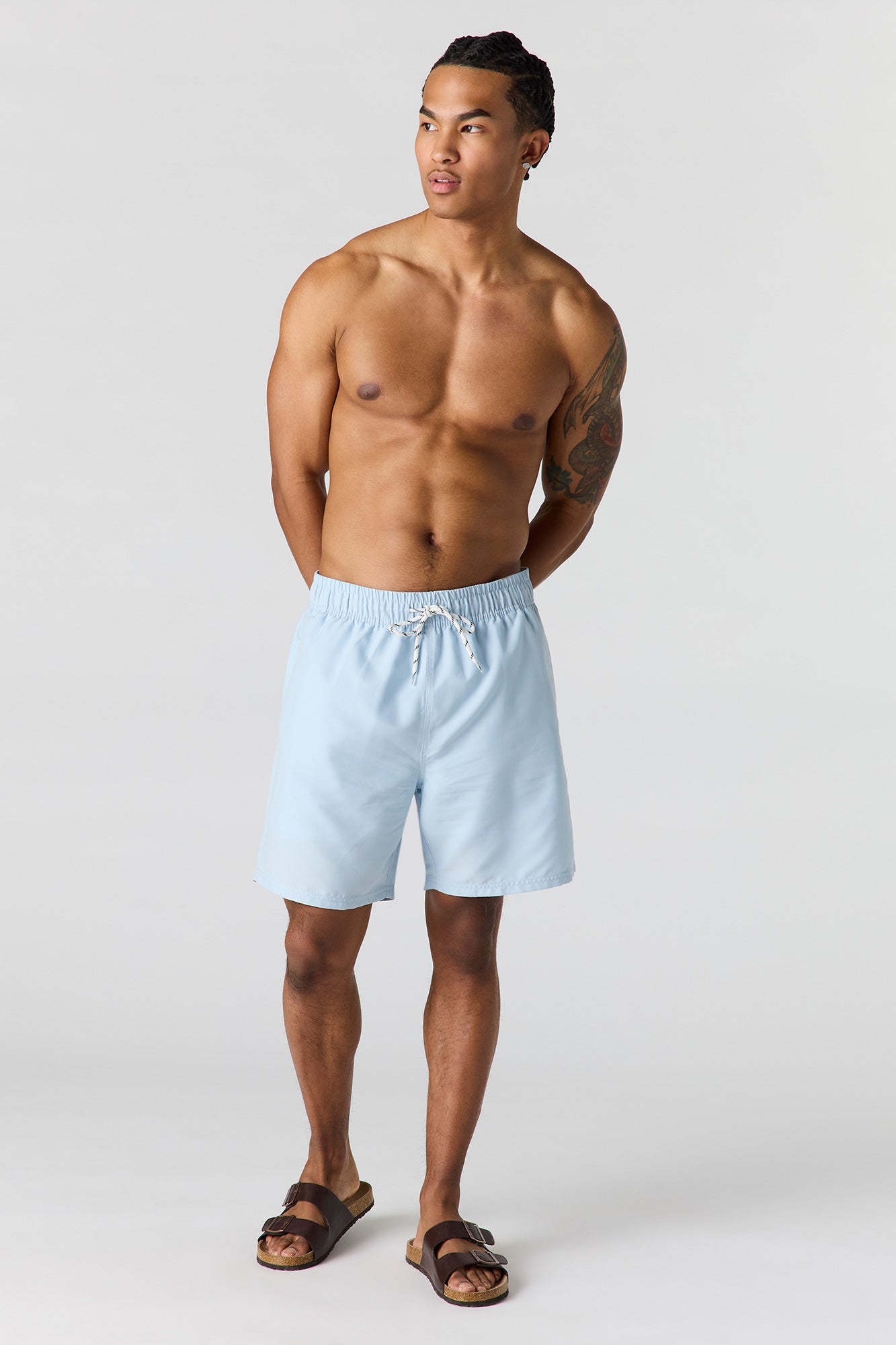 Solid Drawstring Swim Short