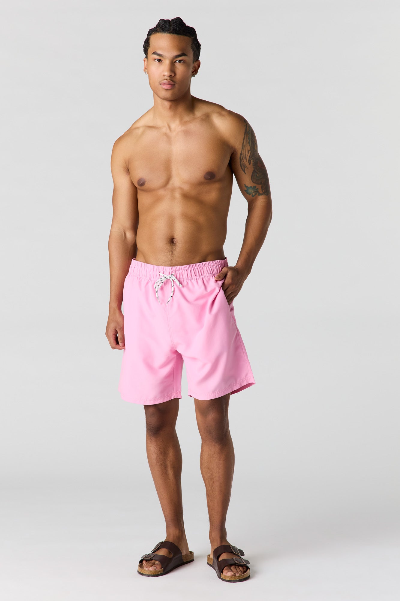 Solid Drawstring Swim Short