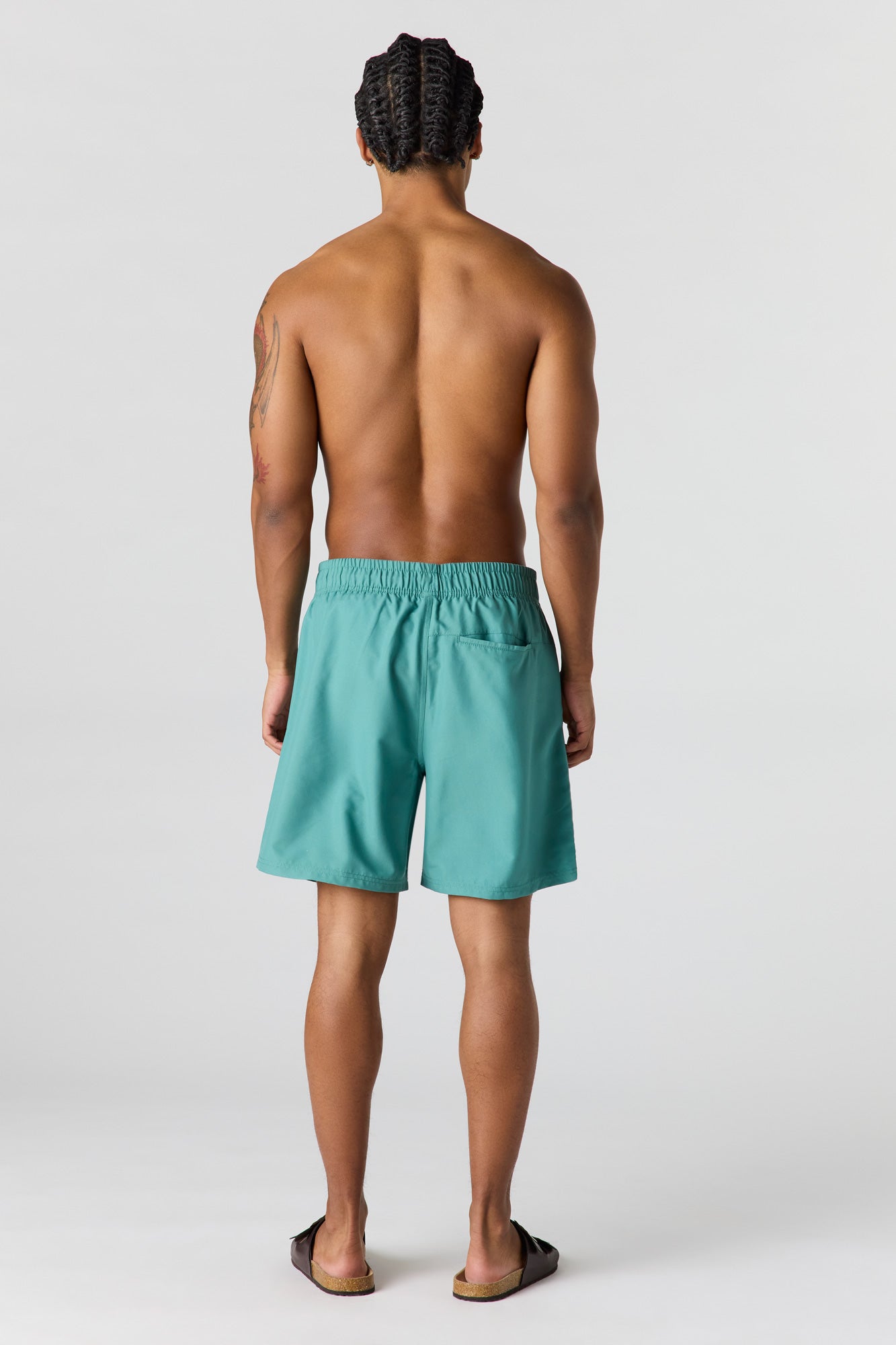 Solid Drawstring Swim Short
