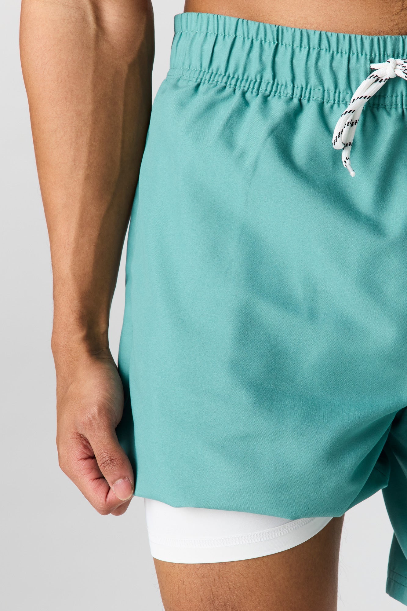 Solid Drawstring Swim Short