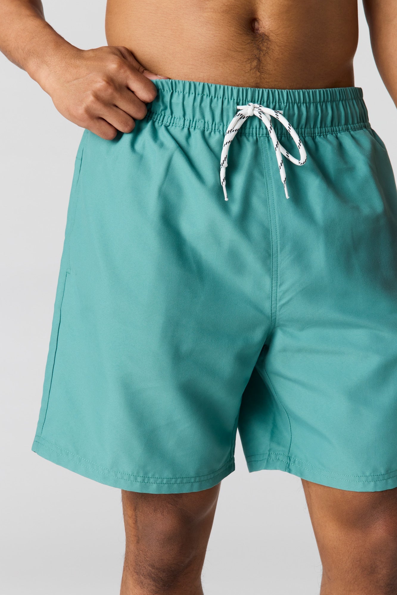 Solid Drawstring Swim Short