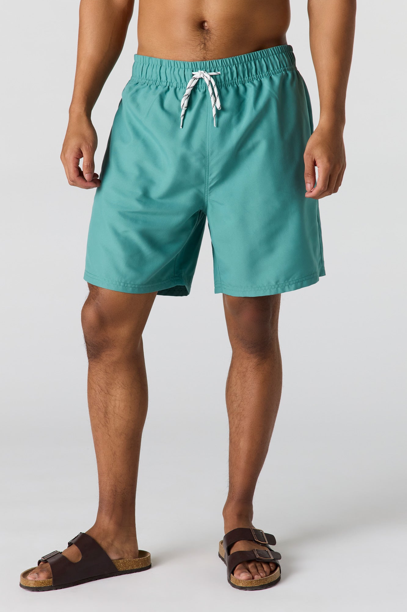Solid Drawstring Swim Short