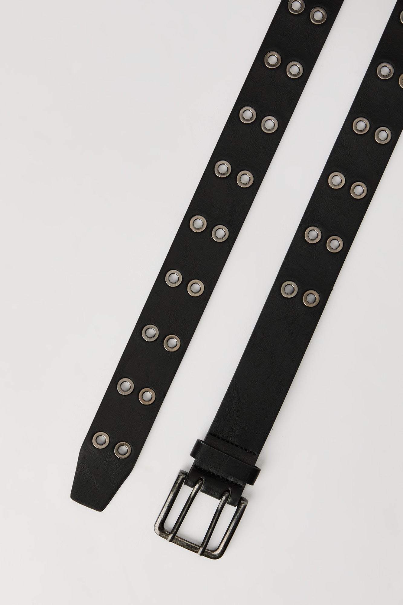 Faux Leather Double Grommet Belt