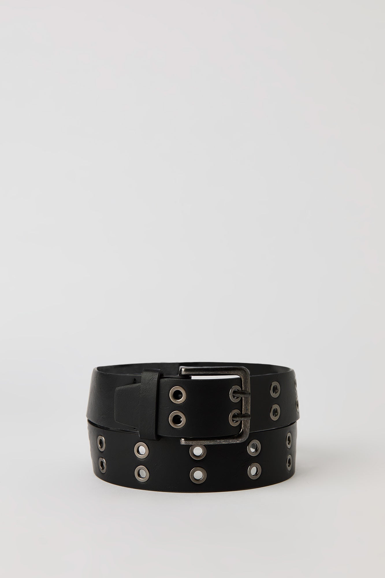 Faux Leather Double Grommet Belt