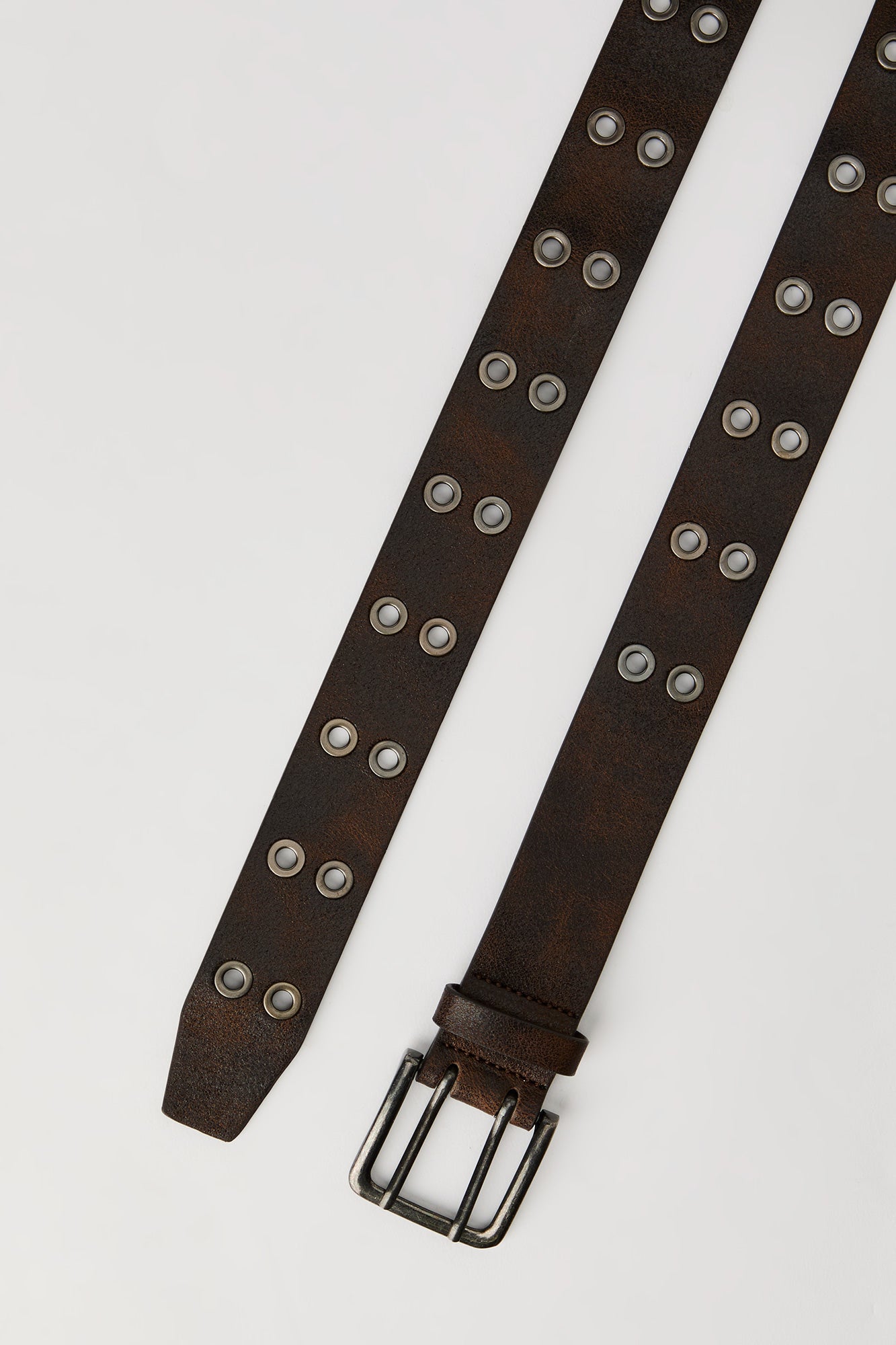 Faux Leather Double Grommet Belt