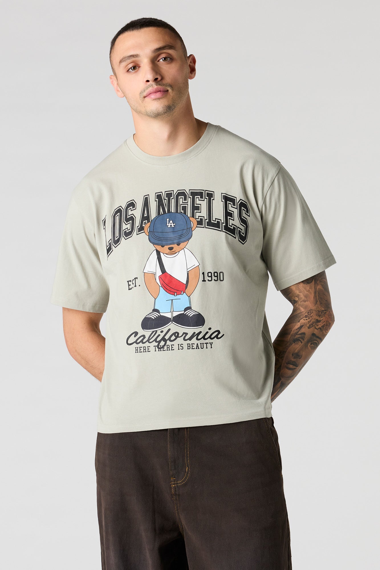 LA Bear Puff Print Boxy T-Shirt