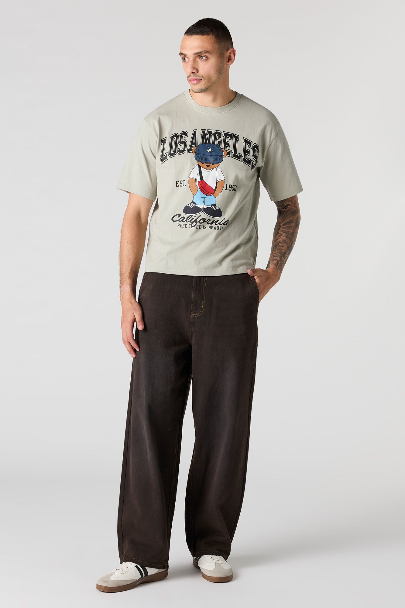 LA Bear Puff Print Boxy T-Shirt
