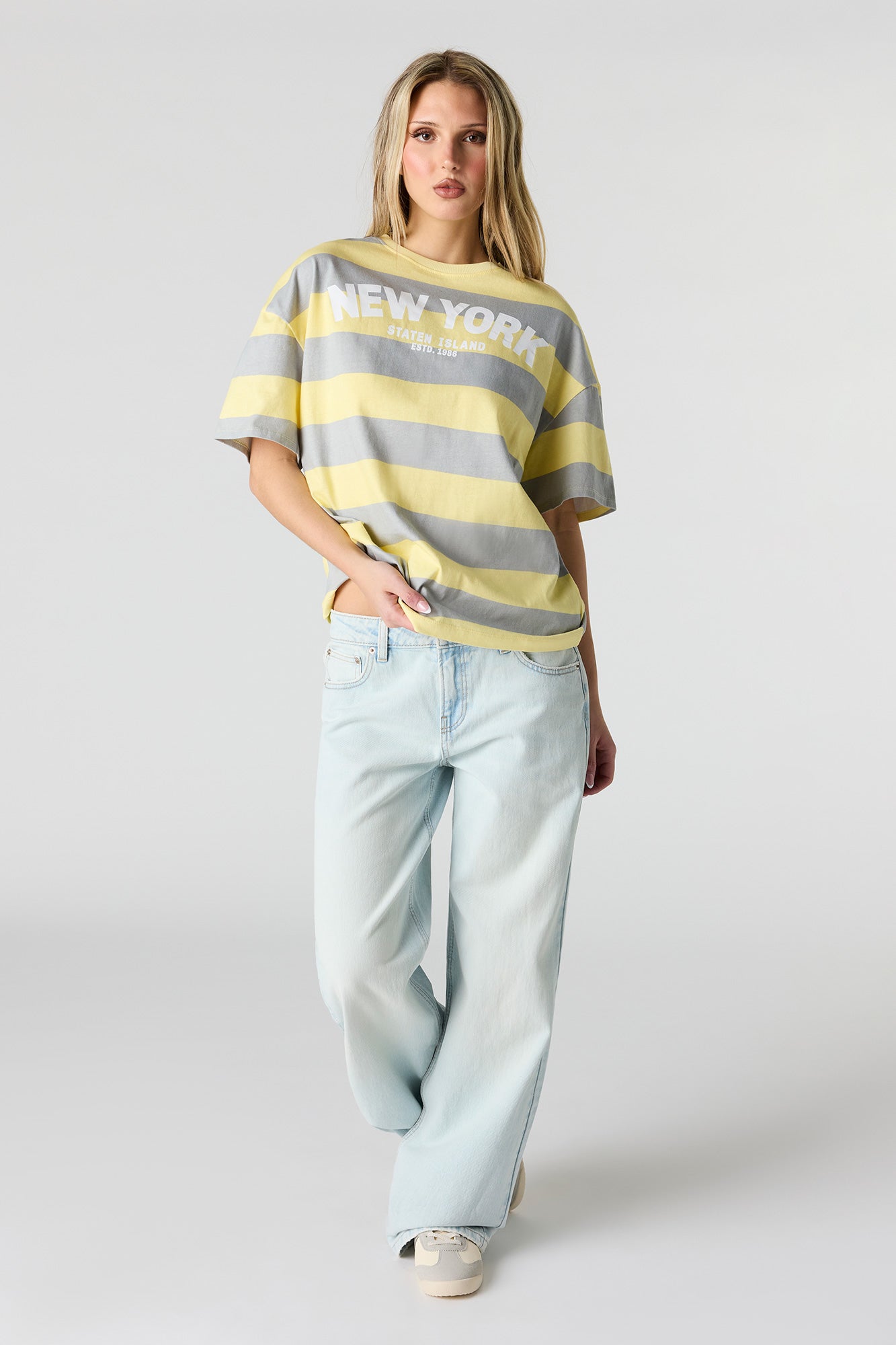 Graphic Striped Boyfriend T-Shirt