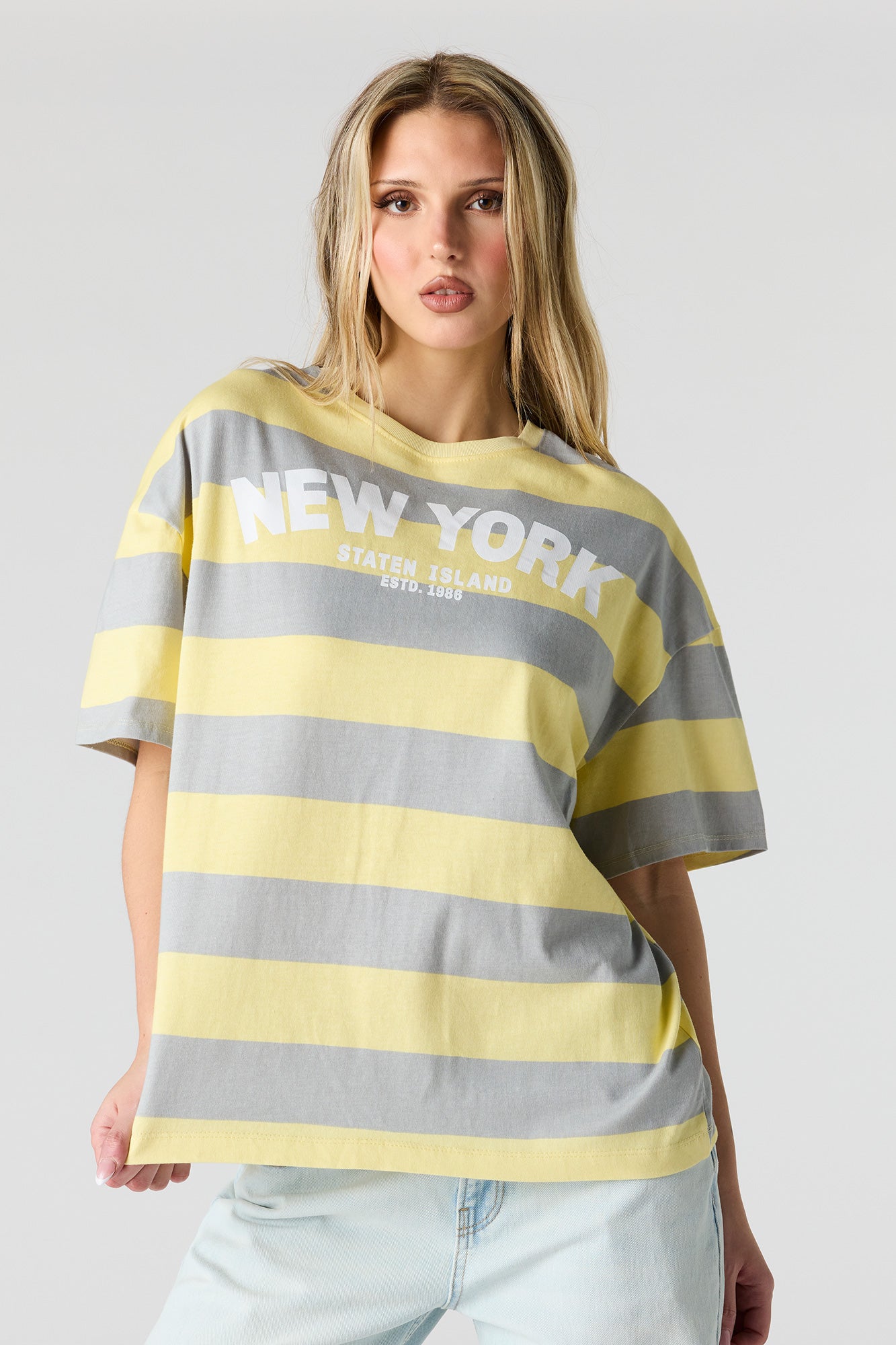 Graphic Striped Boyfriend T-Shirt
