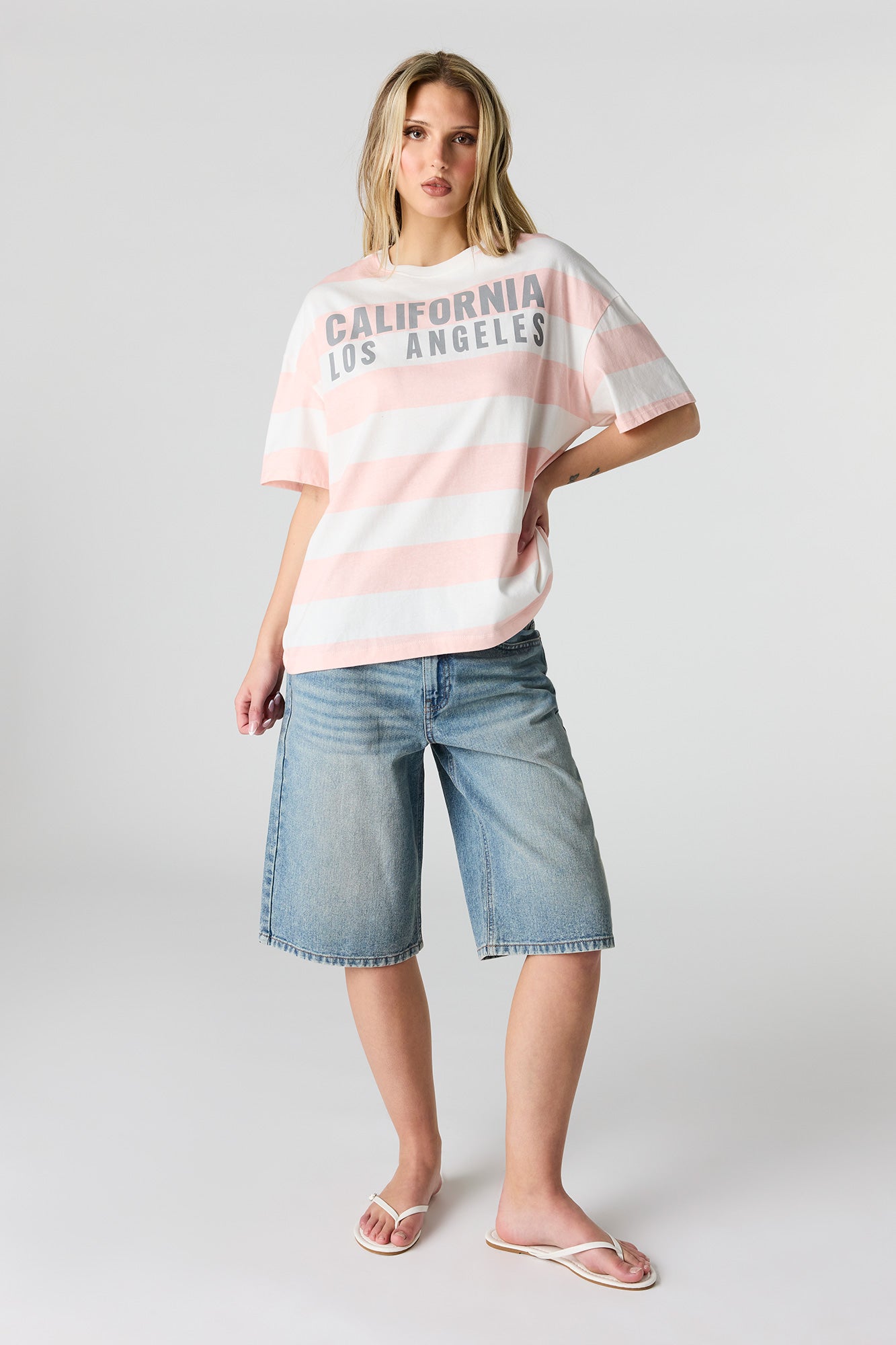 Graphic Striped Boyfriend T-Shirt