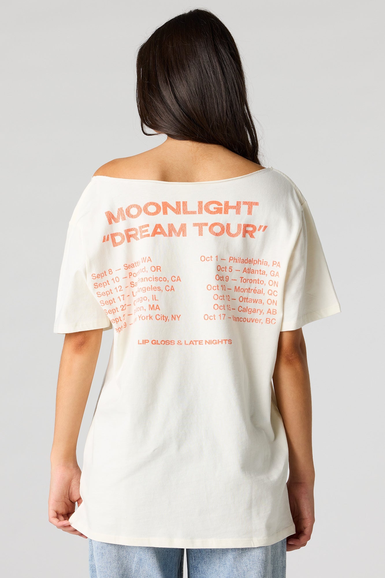 Tour Graphic Off Shoulder T-Shirt