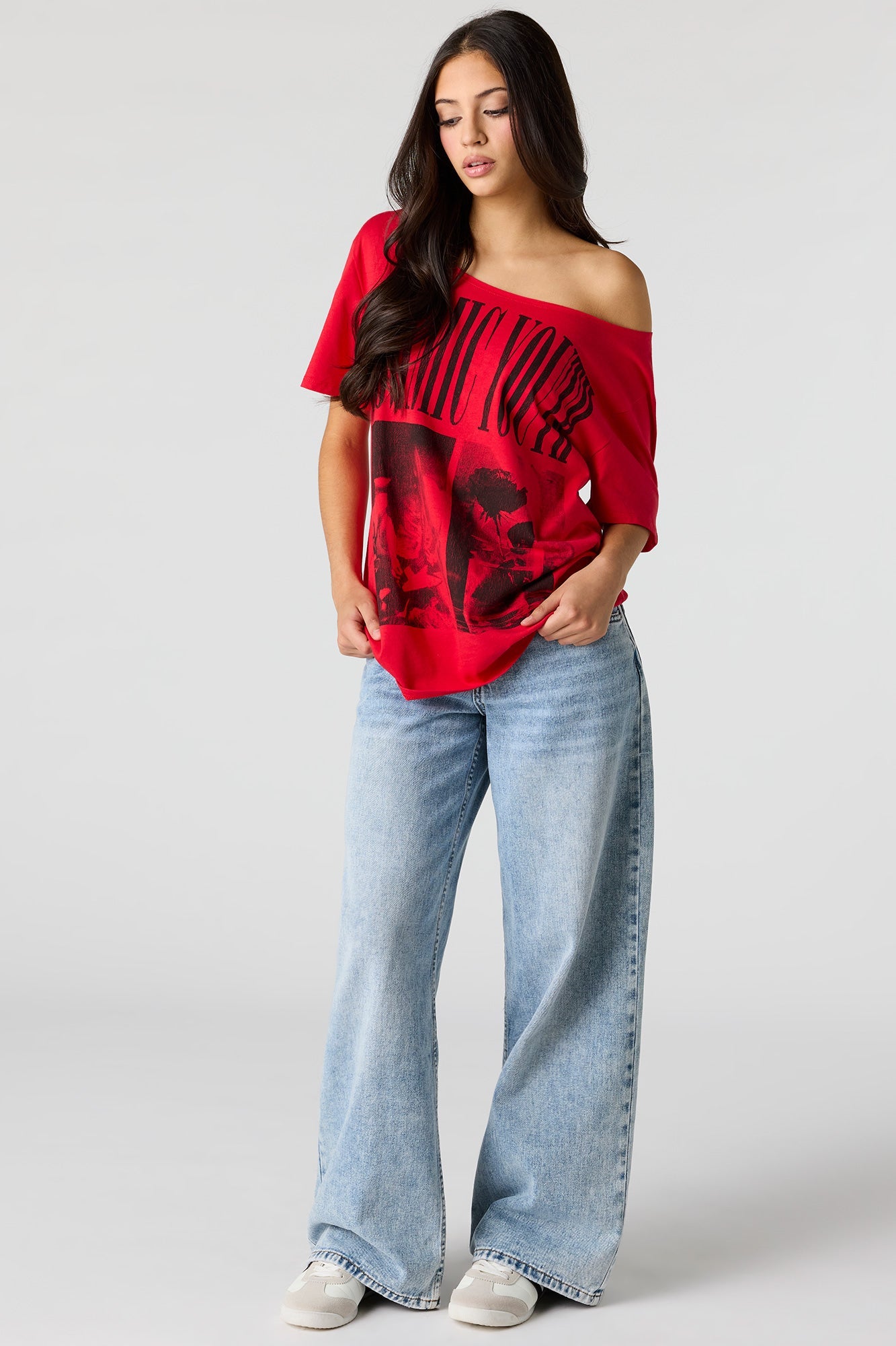 Tour Graphic Off Shoulder T-Shirt