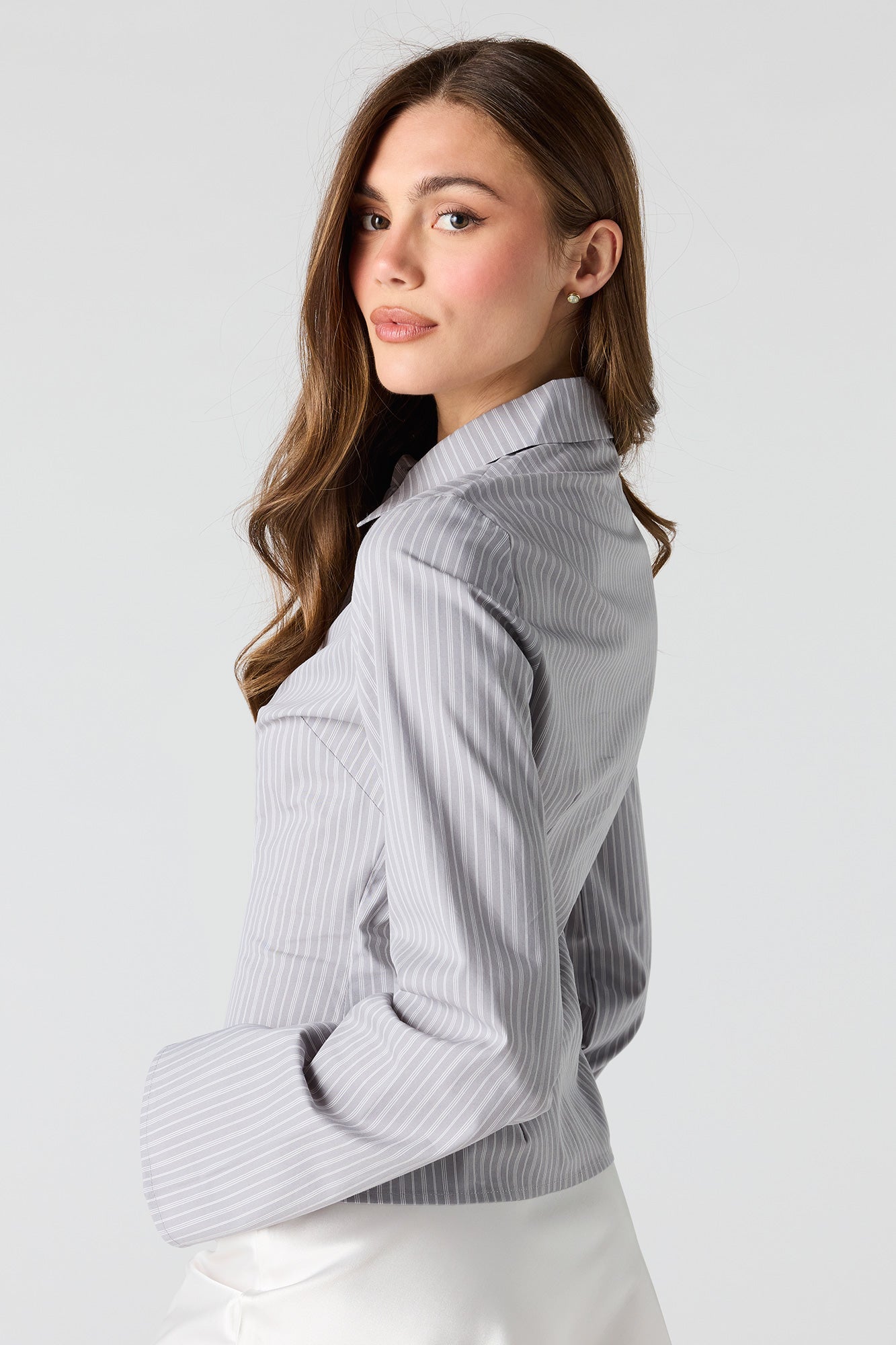 Long Bell Sleeve Button-Up Top