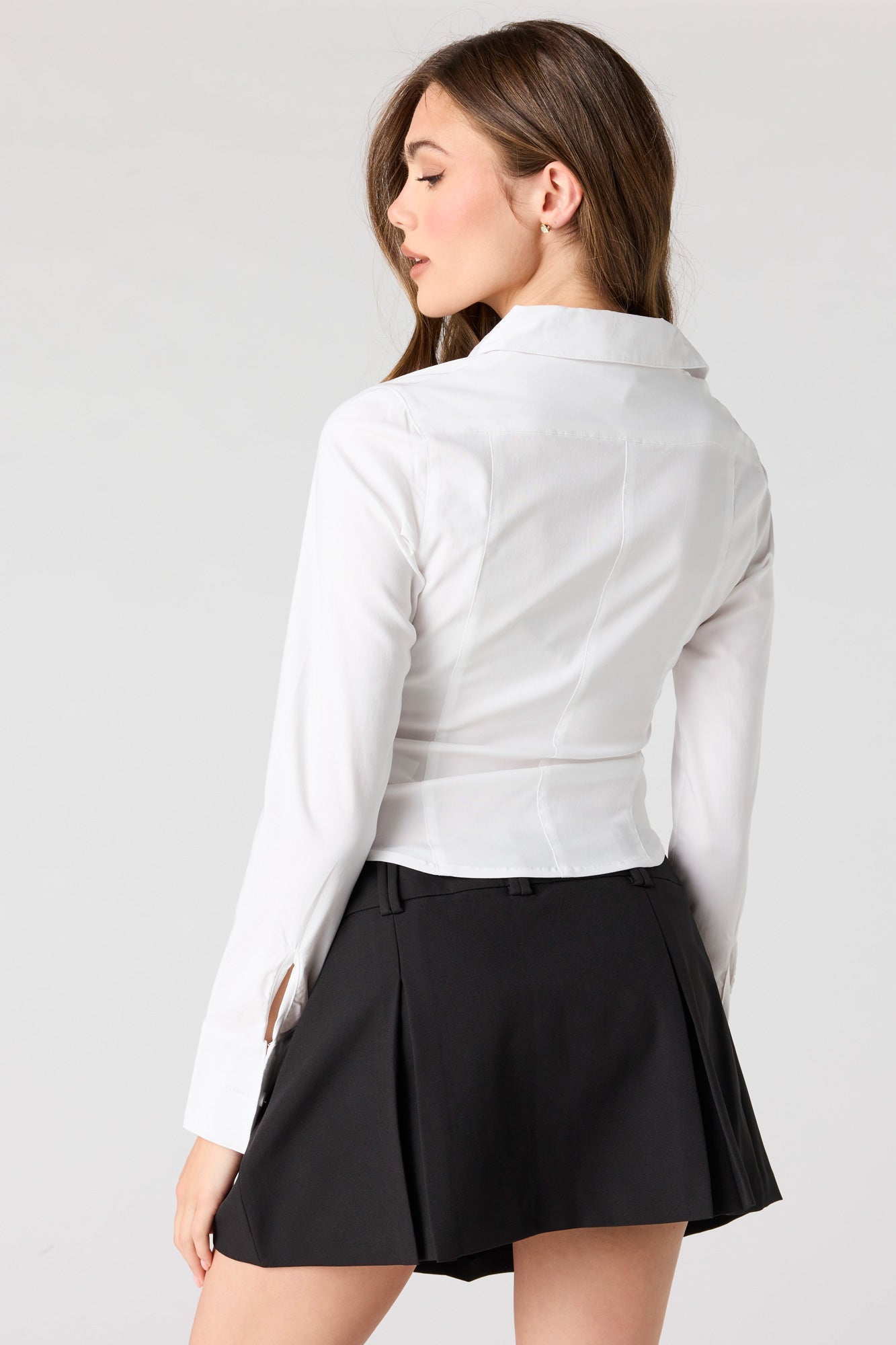 2-Way Zip-Up Long Sleeve Collared Top