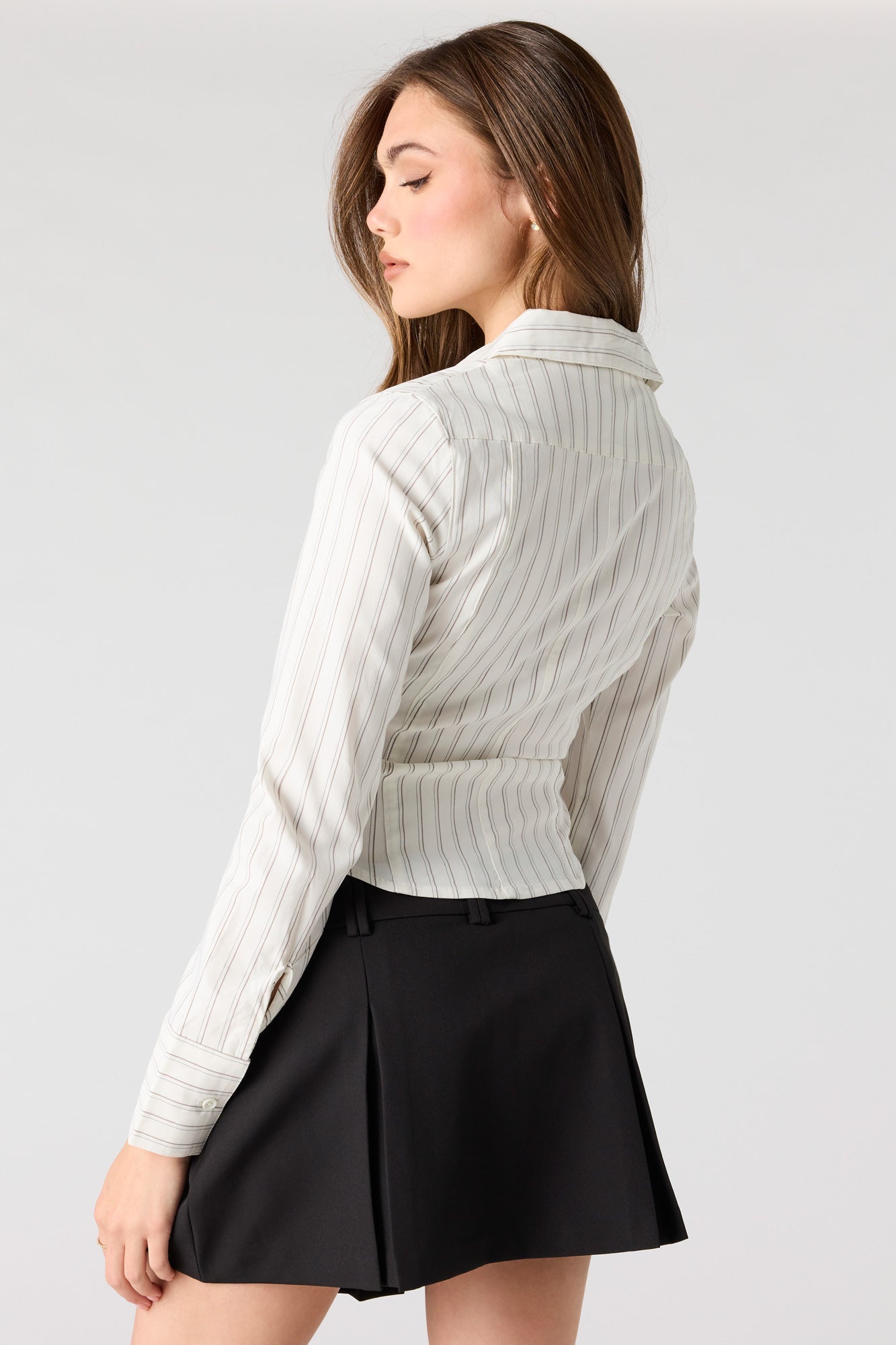2-Way Zip-Up Long Sleeve Collared Top