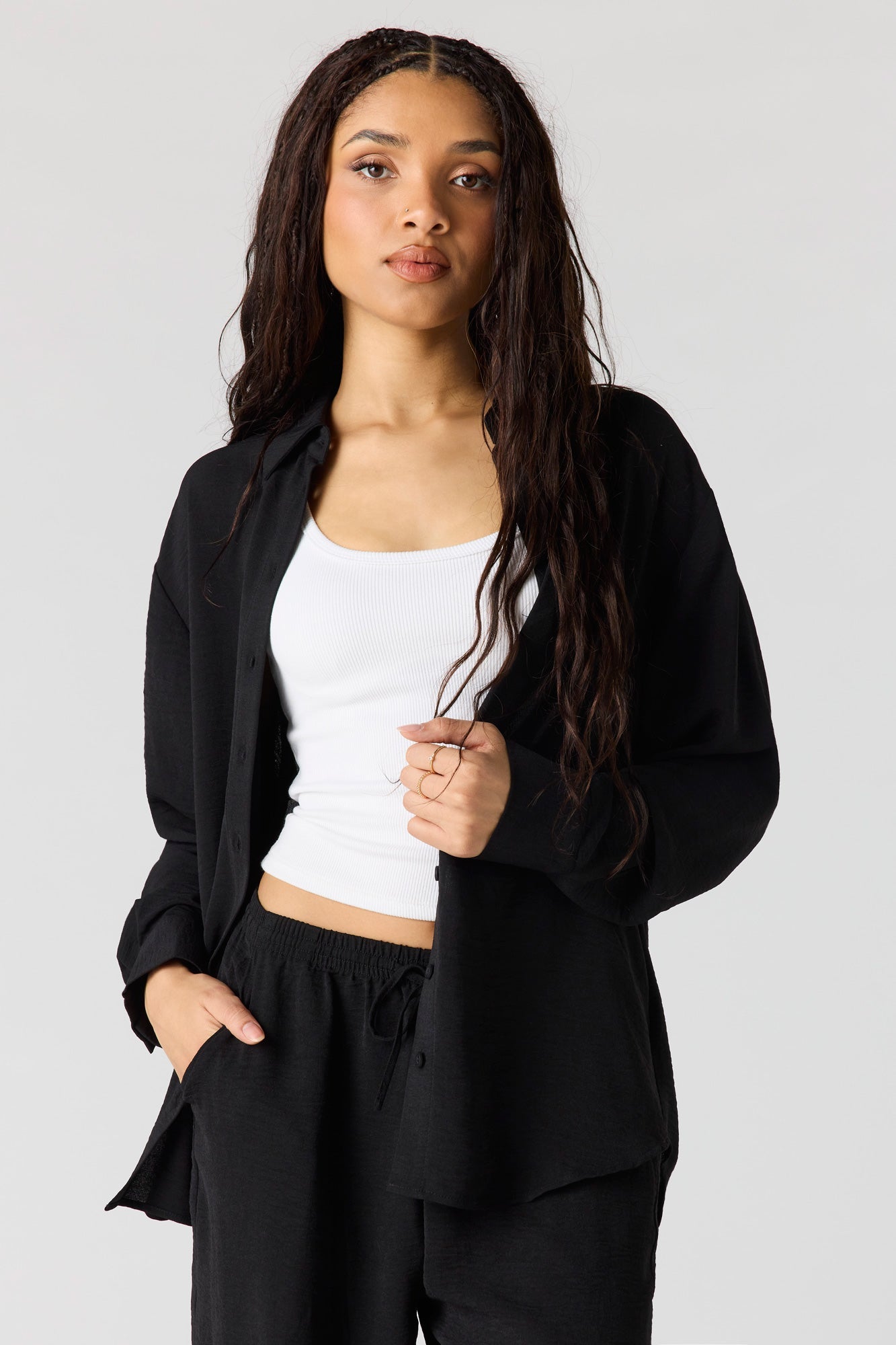 Flowy Oversized Button-Up Top