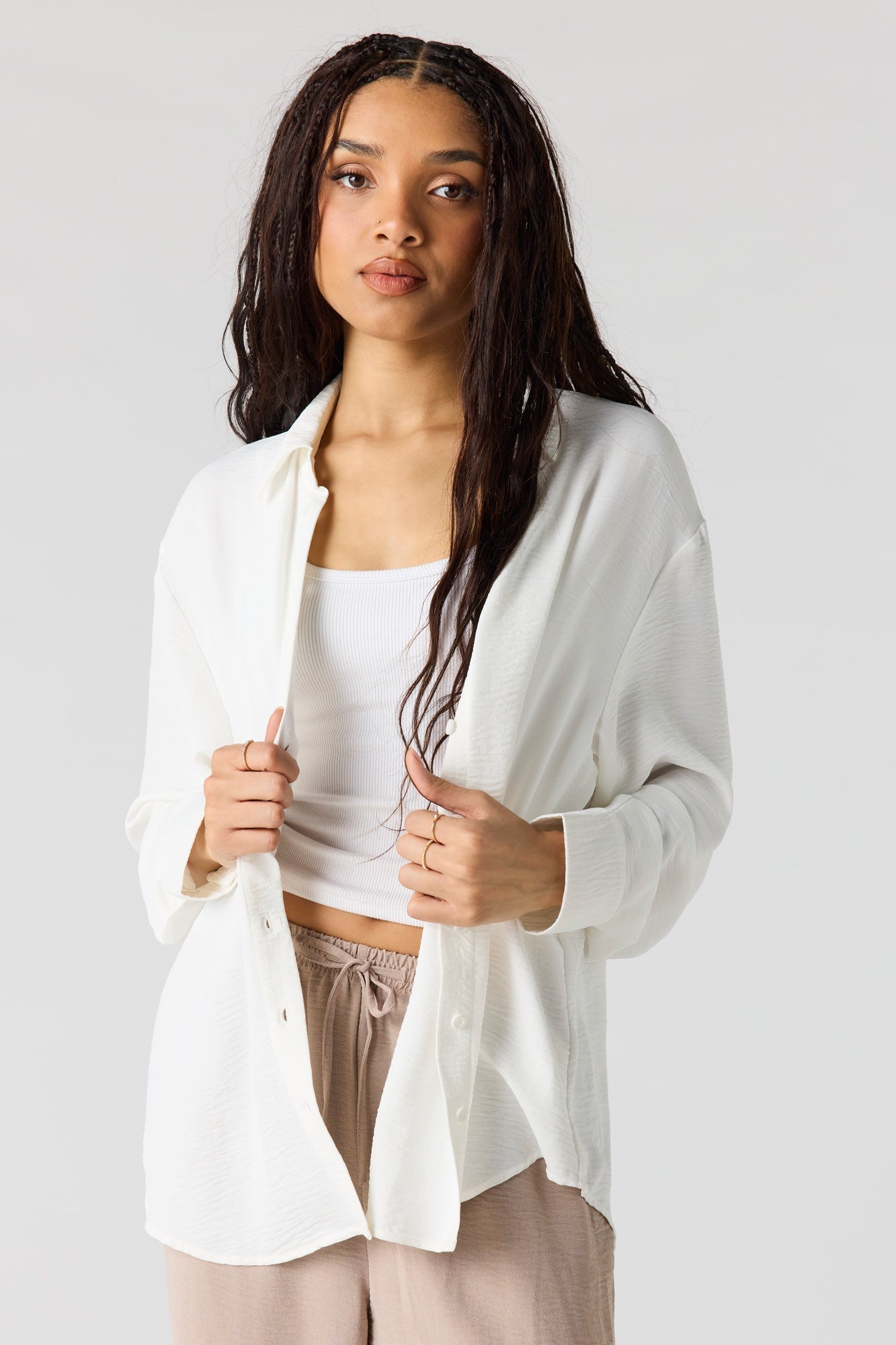 Flowy Oversized Button-Up Top