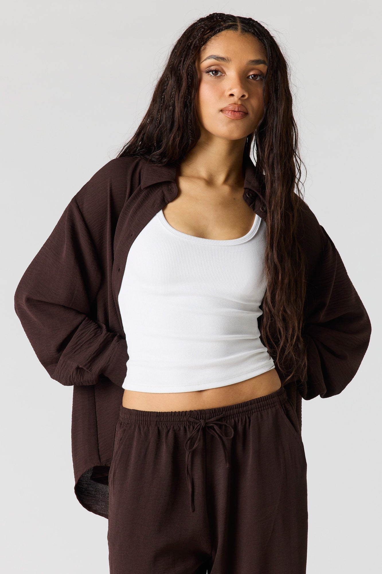 Flowy Oversized Button-Up Top